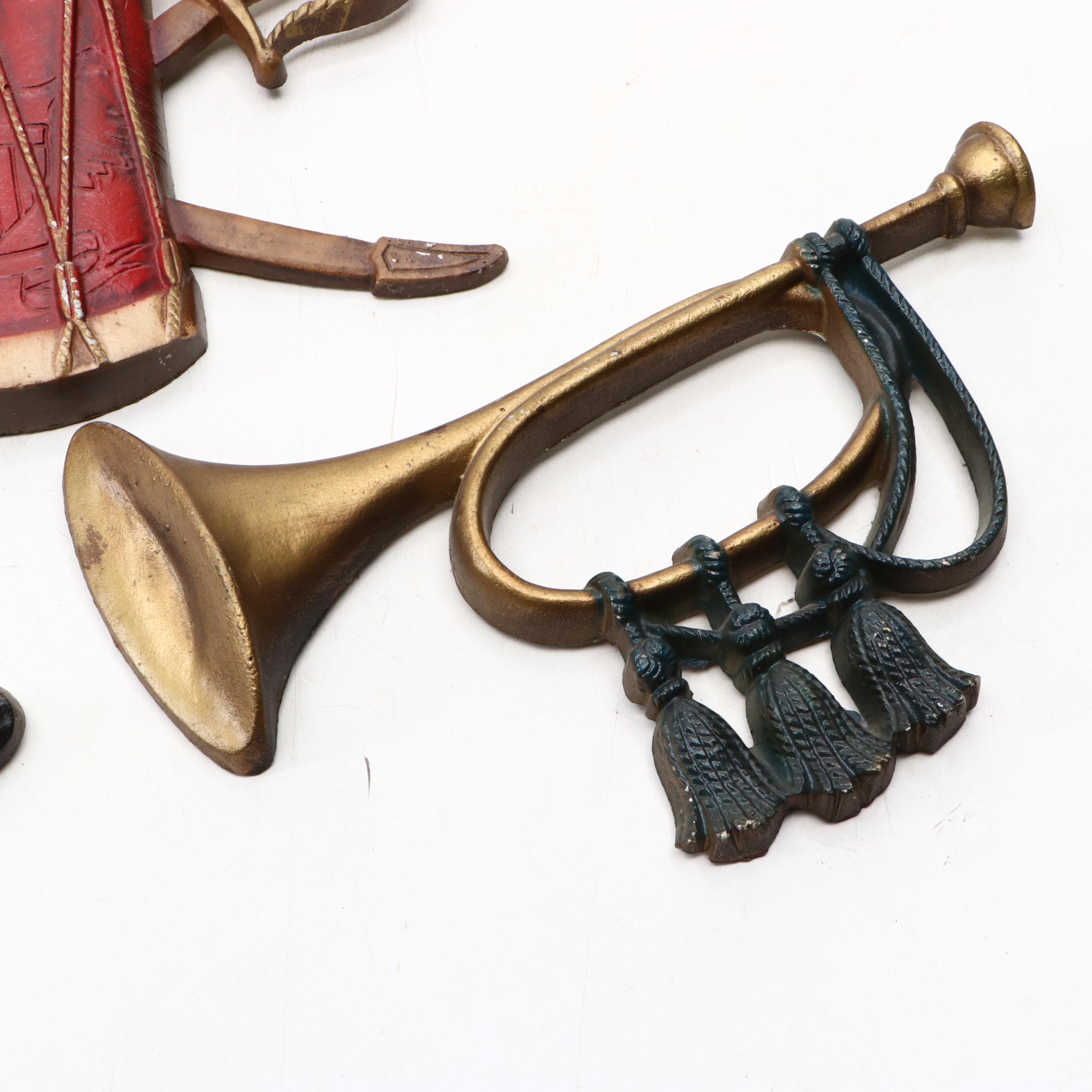 Sexton Painted Cast Metal Wall Plaques with Federal Style Eagle and Other Decor