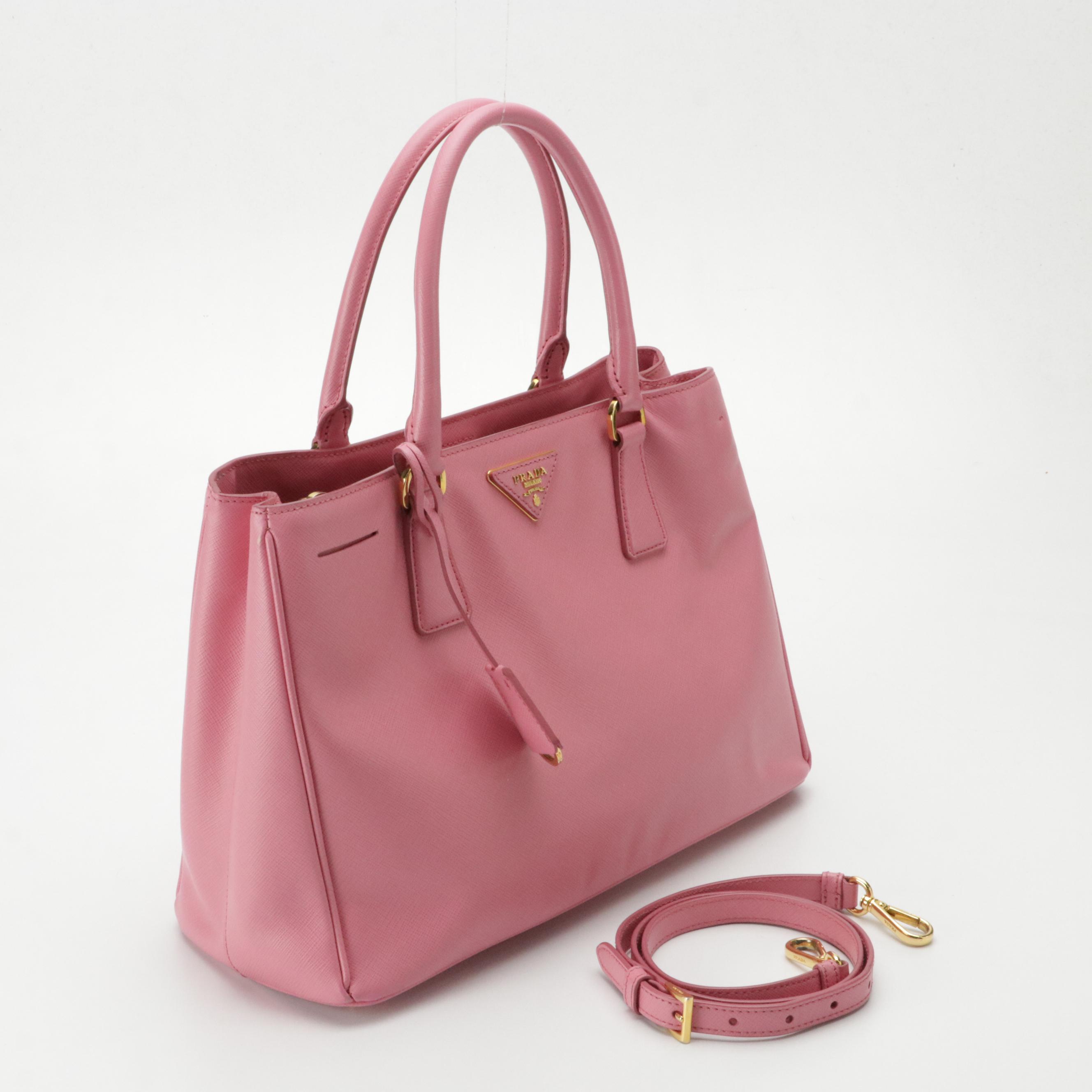 Prada Twin Pocket Two-Way Tote Bag in Bubblegum Pink Saffiano Leather
