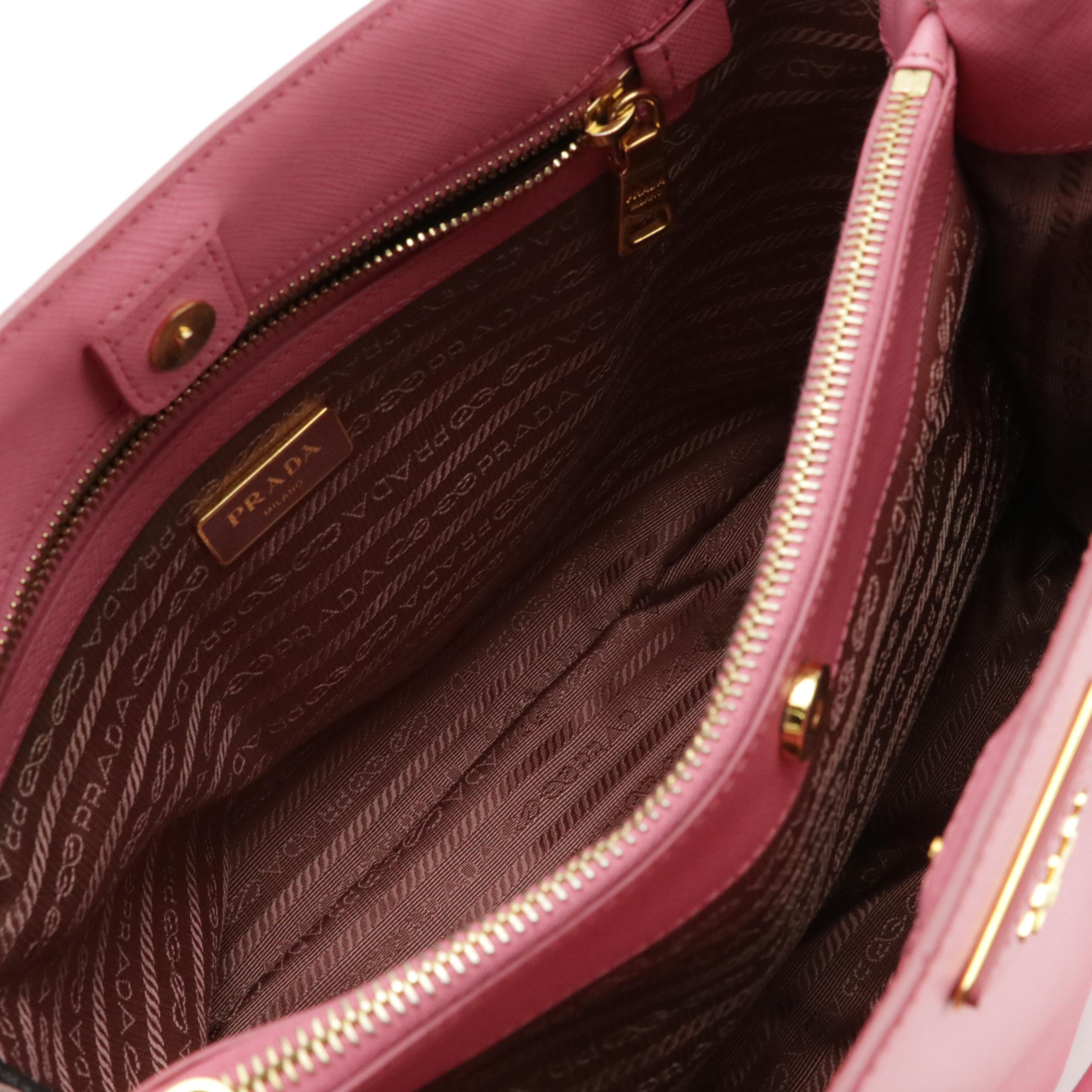 Prada Twin Pocket Two-Way Tote Bag in Bubblegum Pink Saffiano Leather