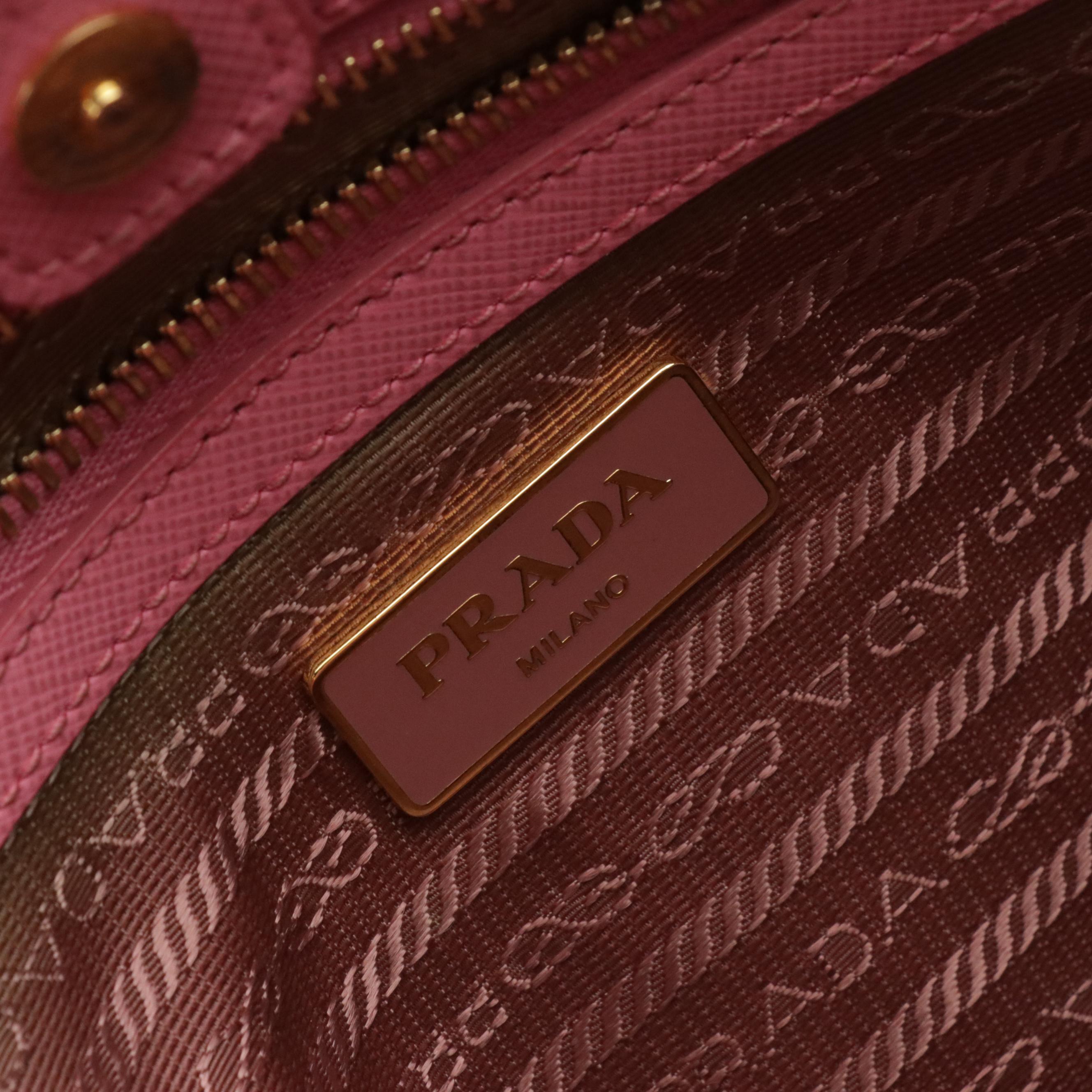 Prada Twin Pocket Two-Way Tote Bag in Bubblegum Pink Saffiano Leather