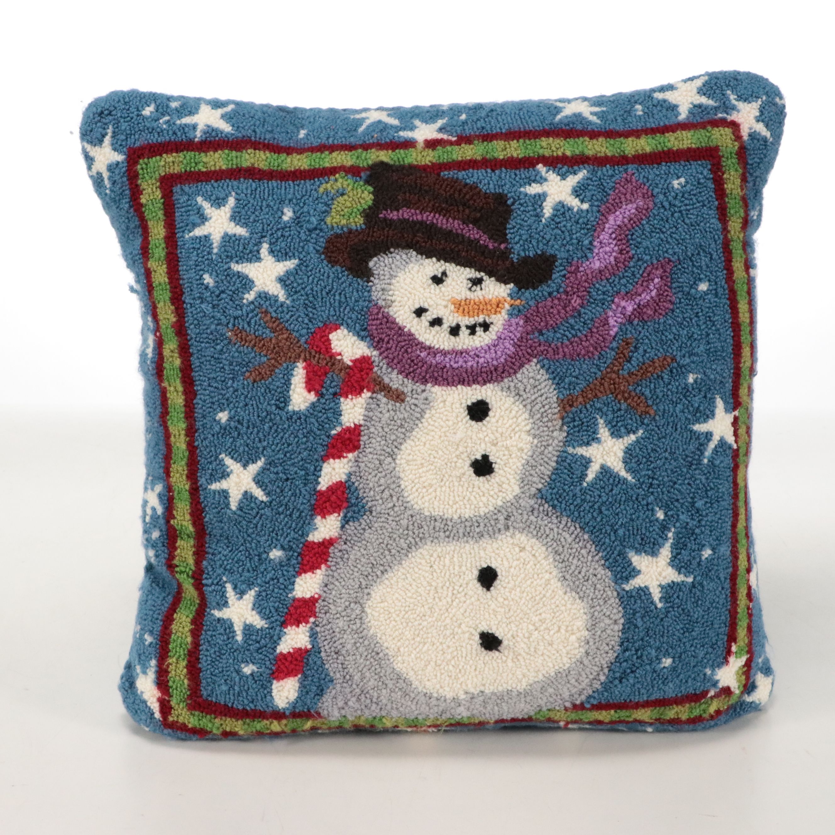 Rita Snowman Porch Sign, Needlepoint & Hooked Wool Christmas Pillows