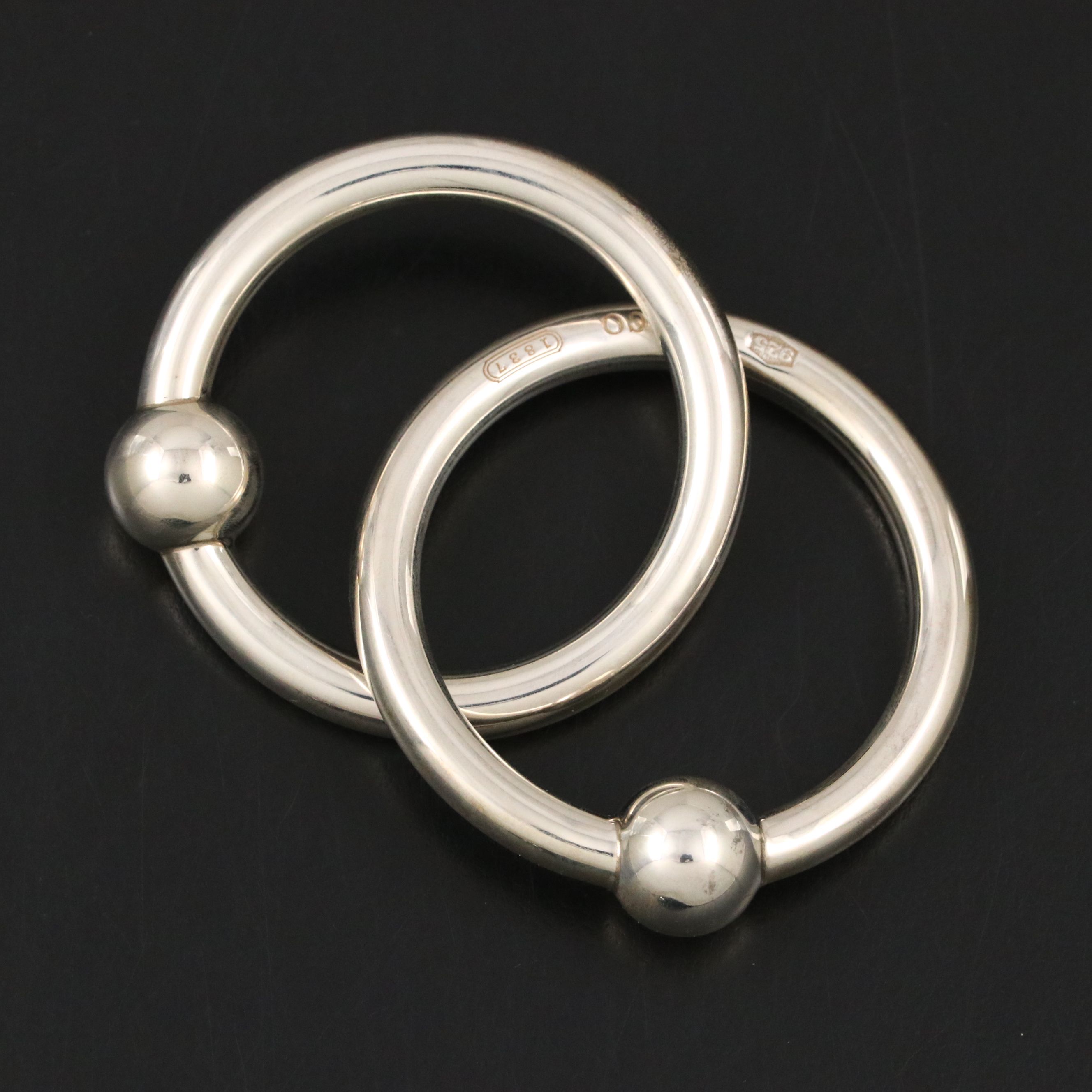 Tiffany & Co. Sterling Silver Double Ring Baby Rattle