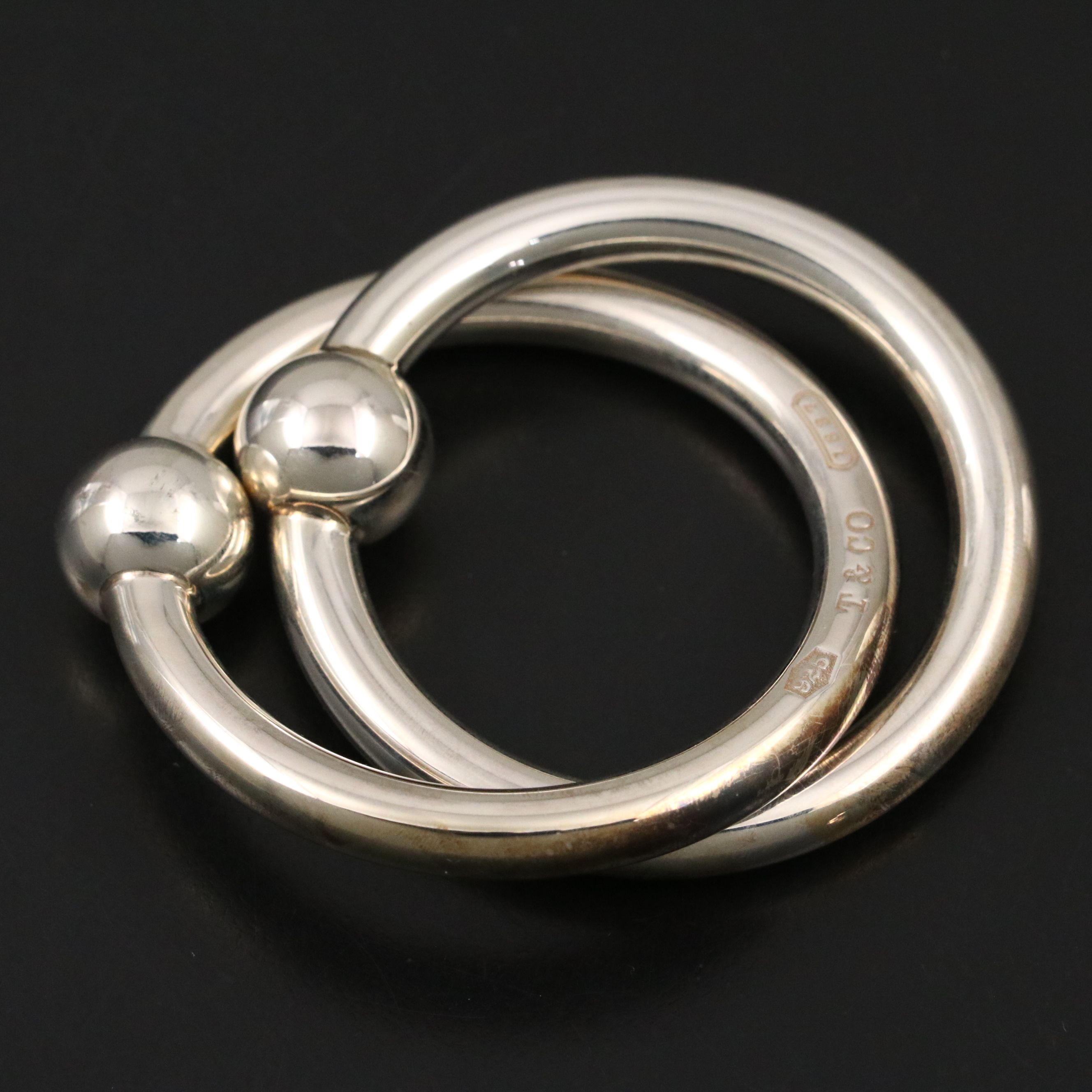 Tiffany & Co. Sterling Silver Double Ring Baby Rattle