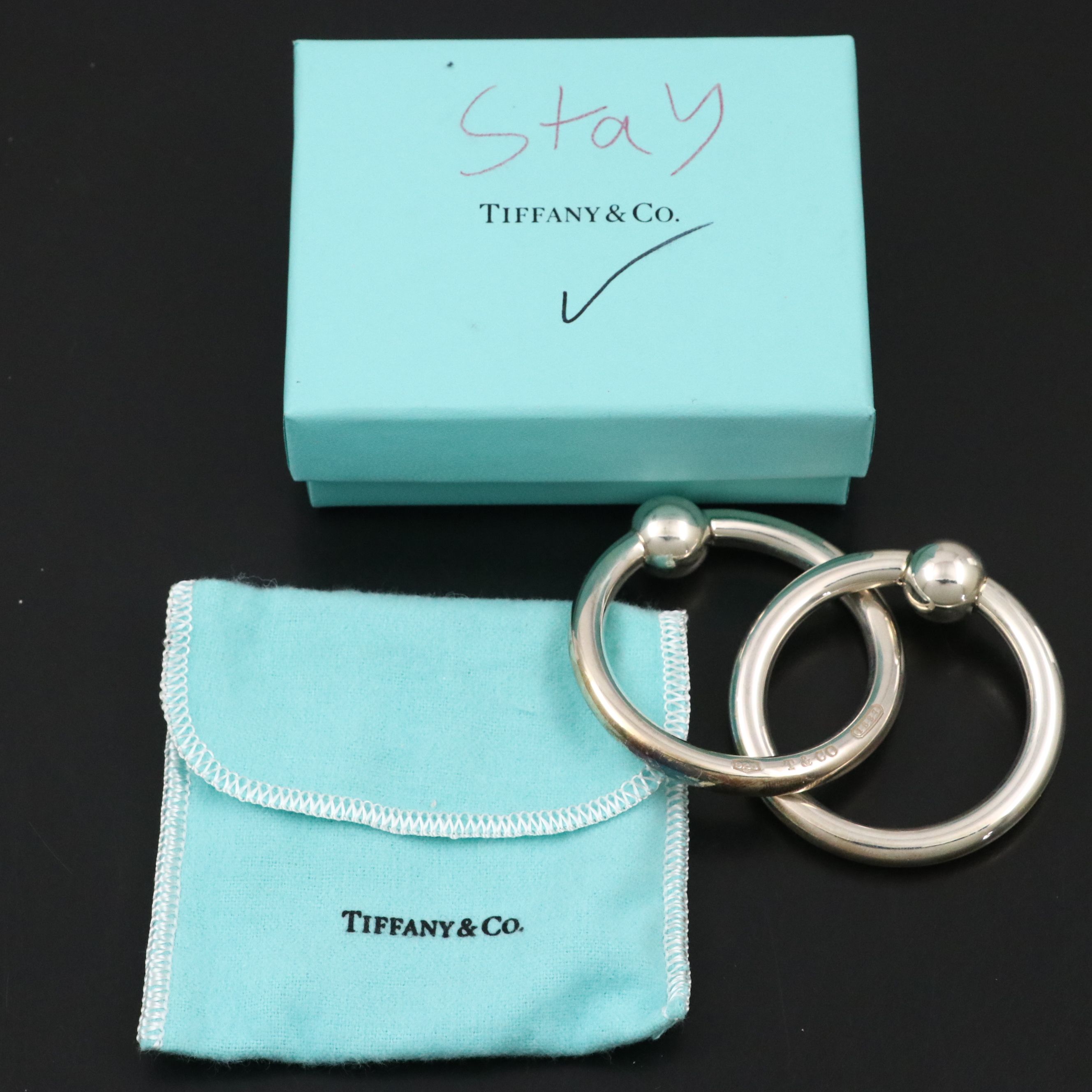Tiffany & Co. Sterling Silver Double Ring Baby Rattle