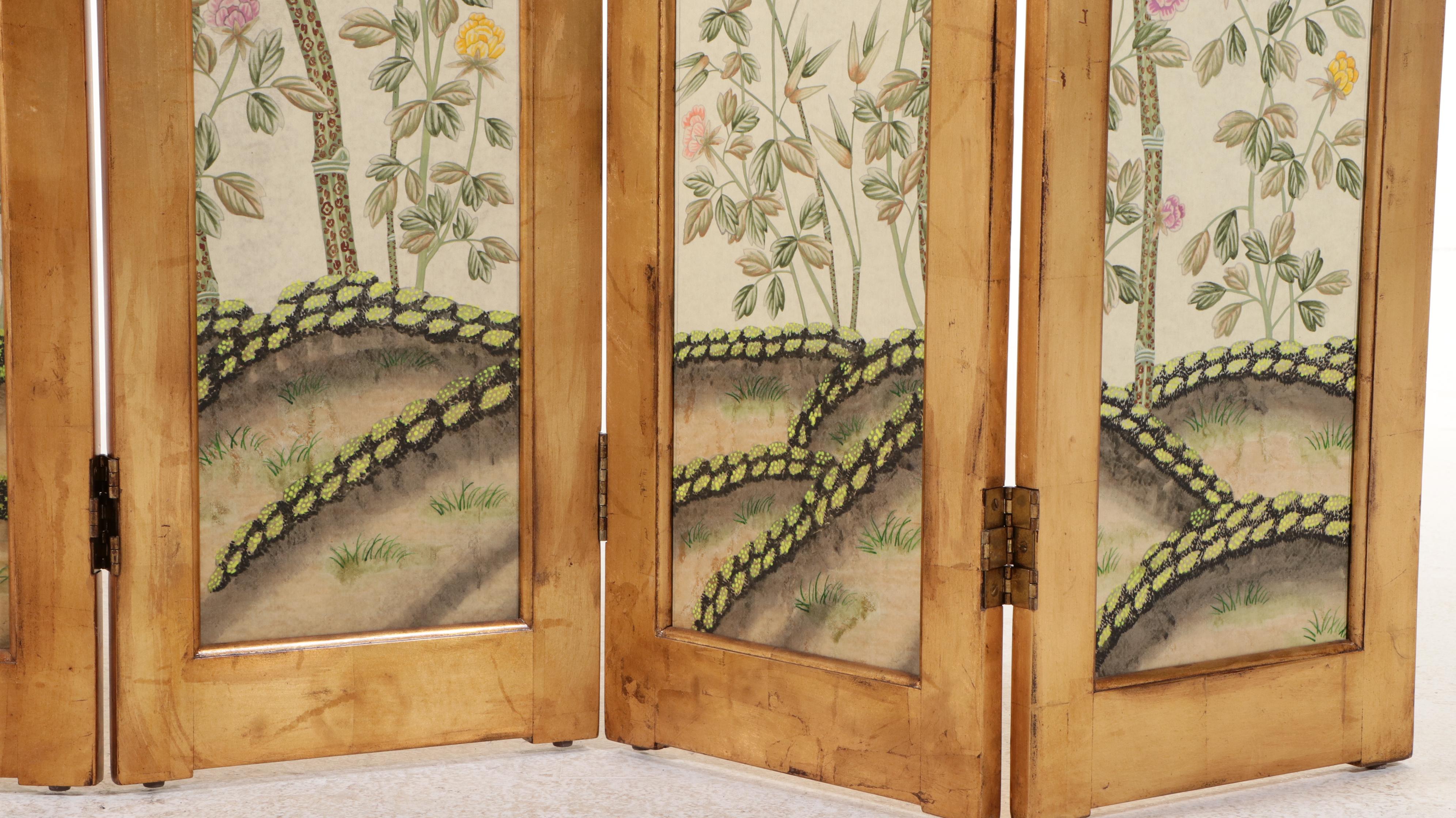 Clossons Bamboo Motif Eight-Panel Folding Room Divider Screen