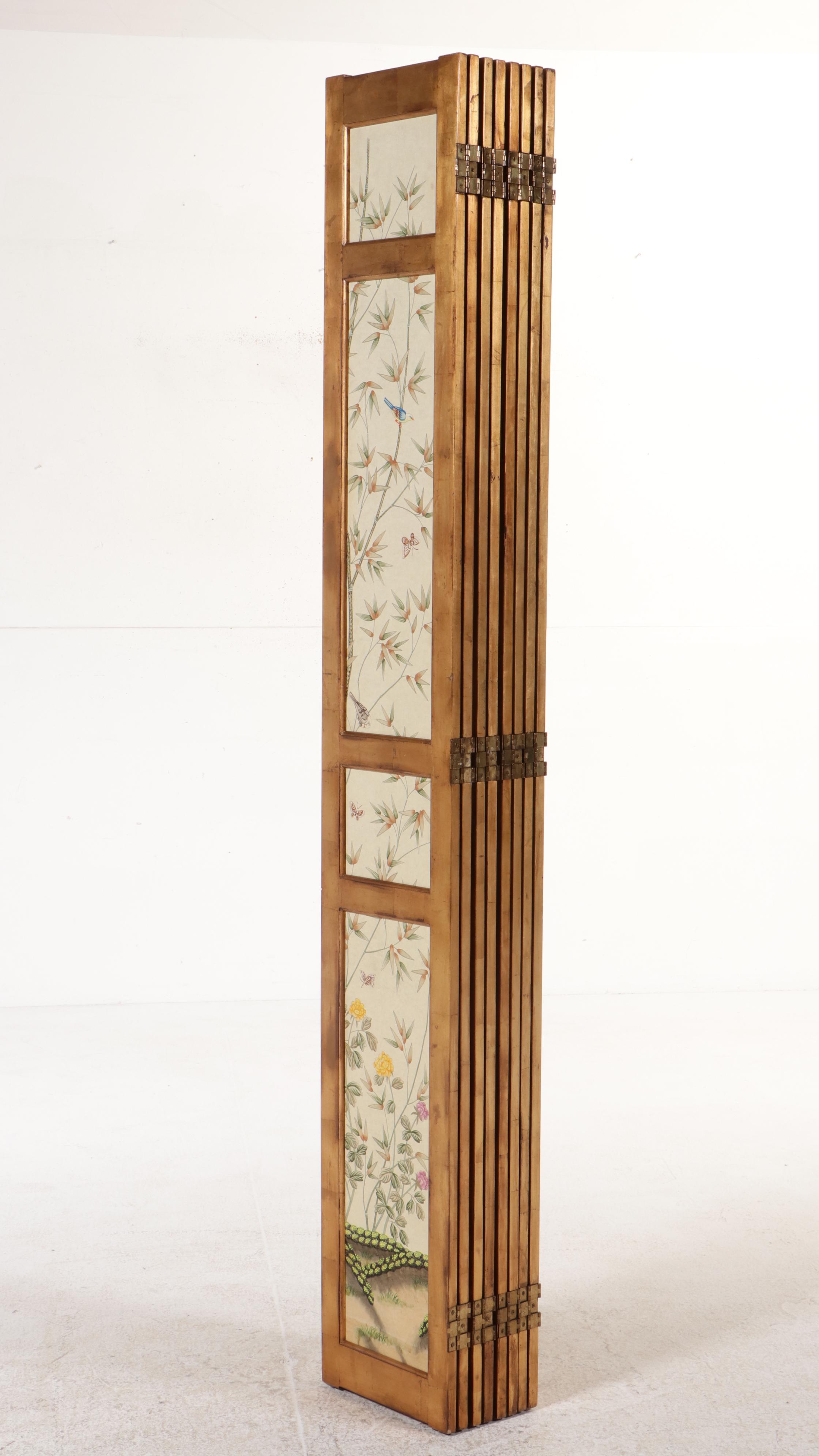 Clossons Bamboo Motif Eight-Panel Folding Room Divider Screen