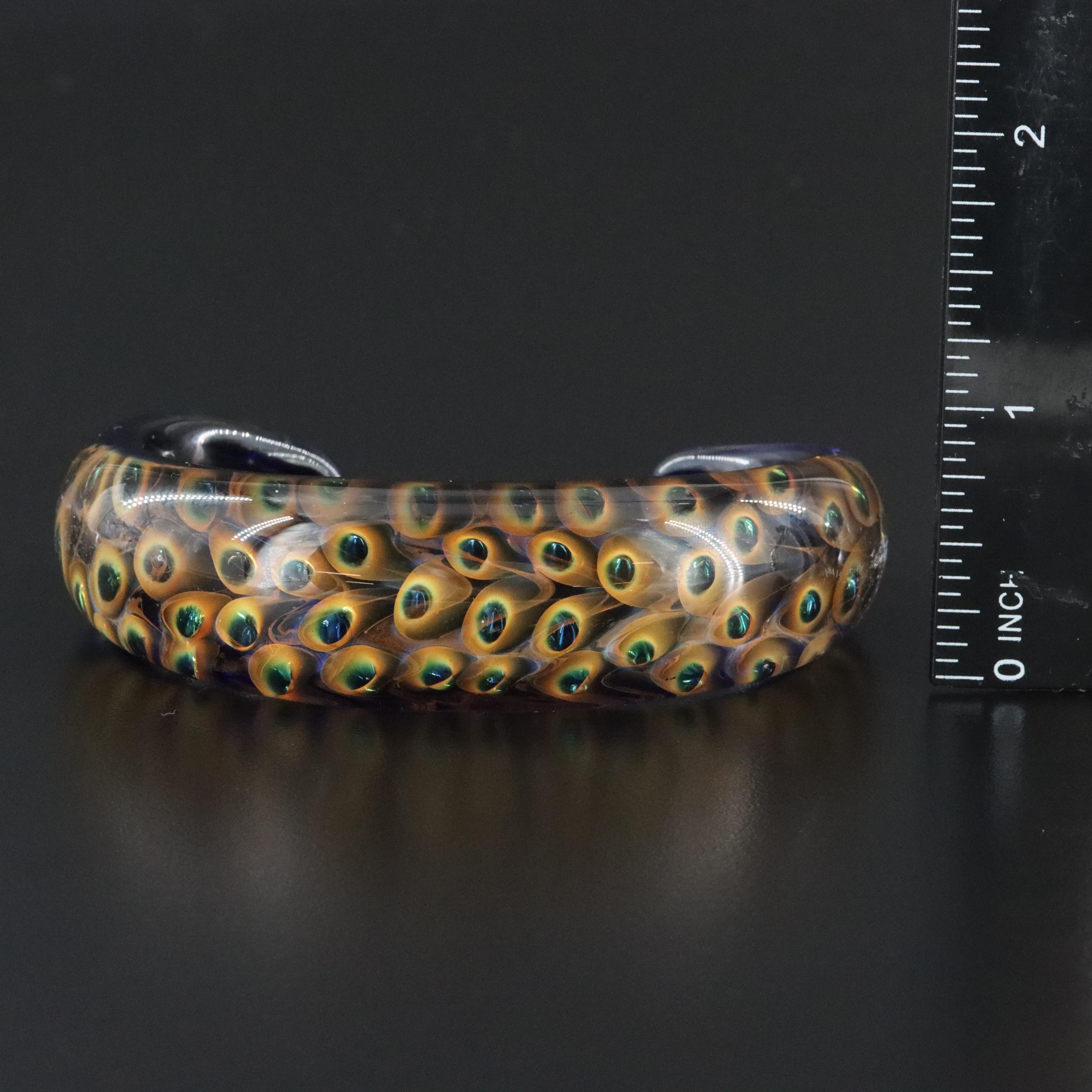 Kevin O' Grady "Oceanic" Sea Pearl Art Glass Cuff Bracelet