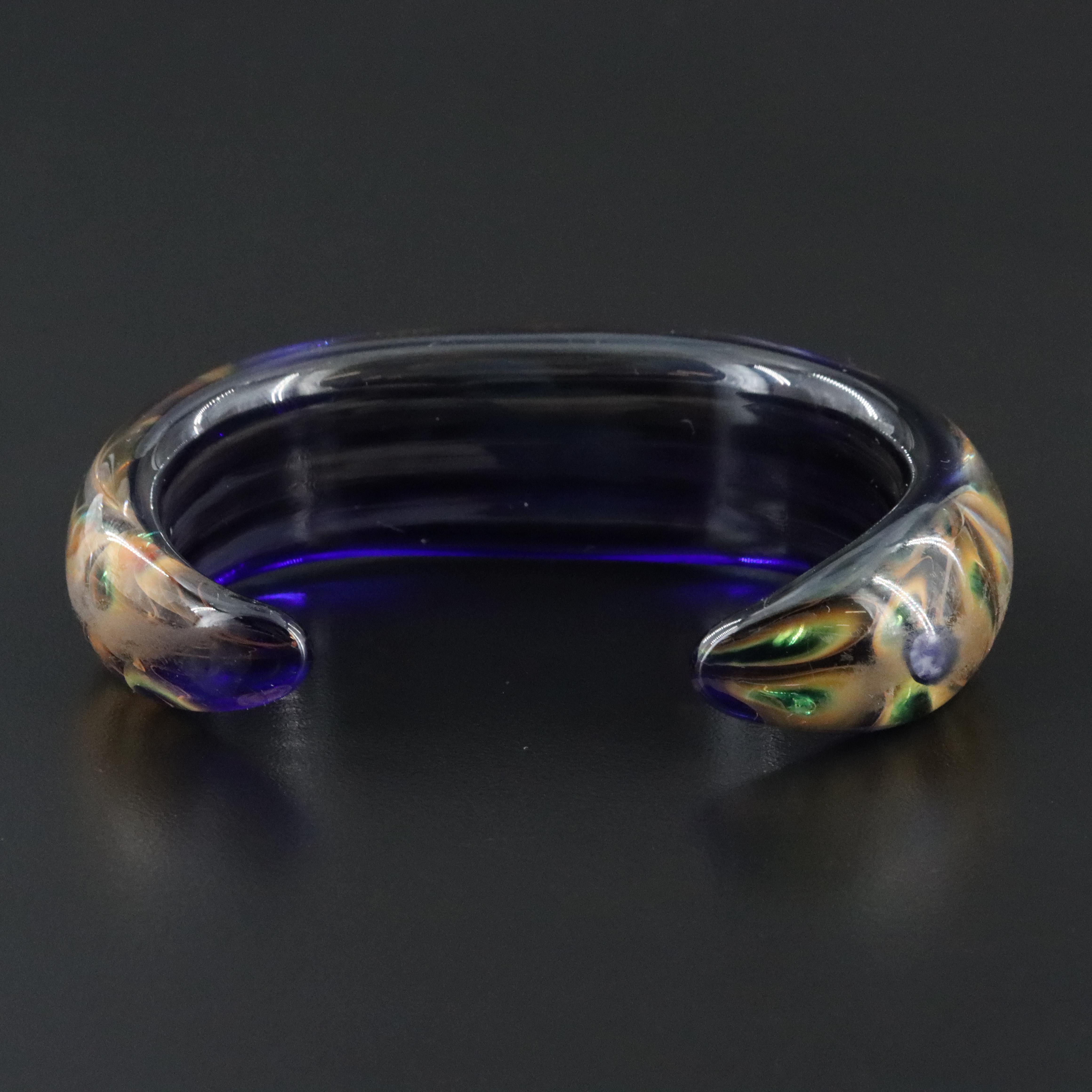 Kevin O' Grady "Oceanic" Sea Pearl Art Glass Cuff Bracelet