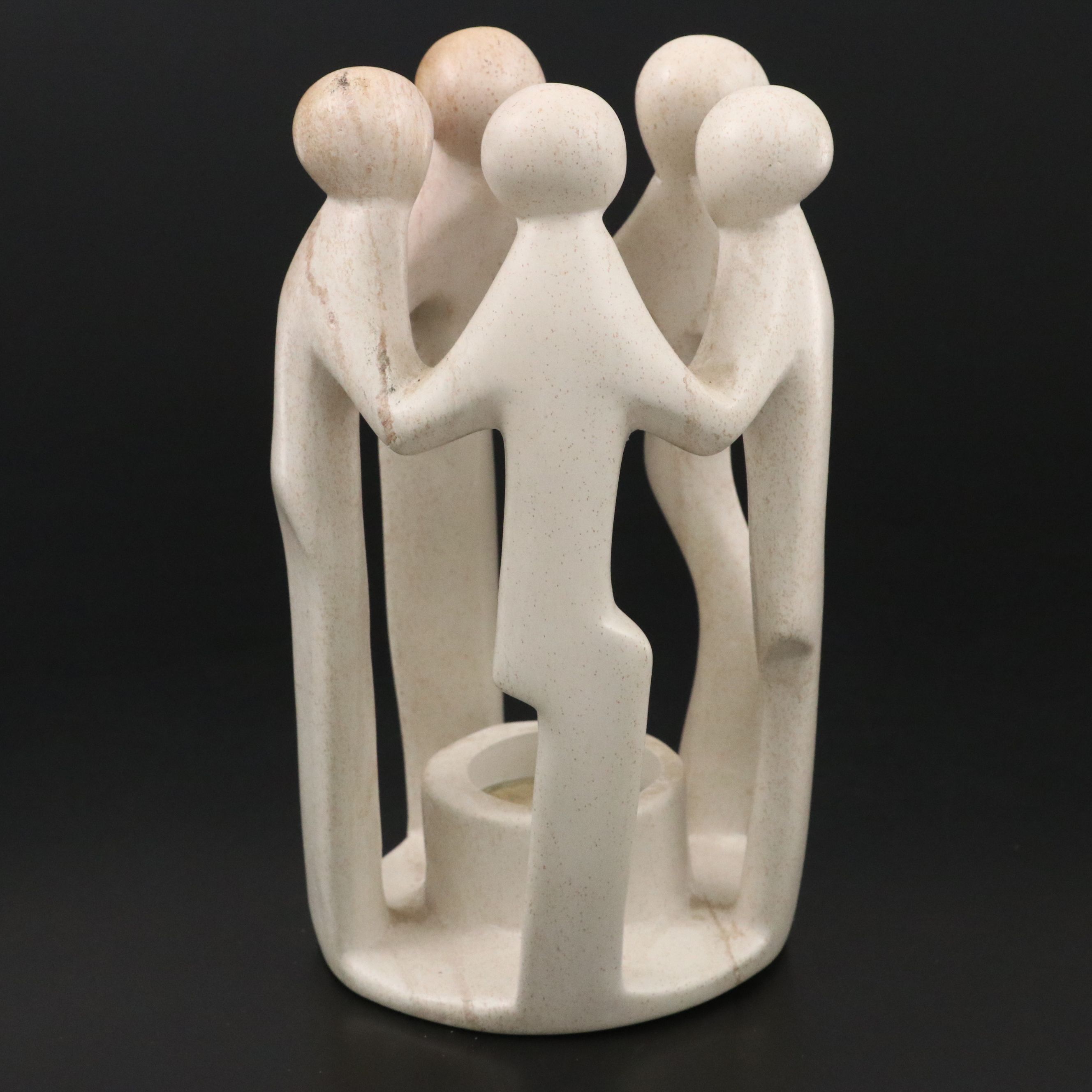 Kenyan Ten Thousand Villages "Circle of Friends" Soapstone Tea Light Holder