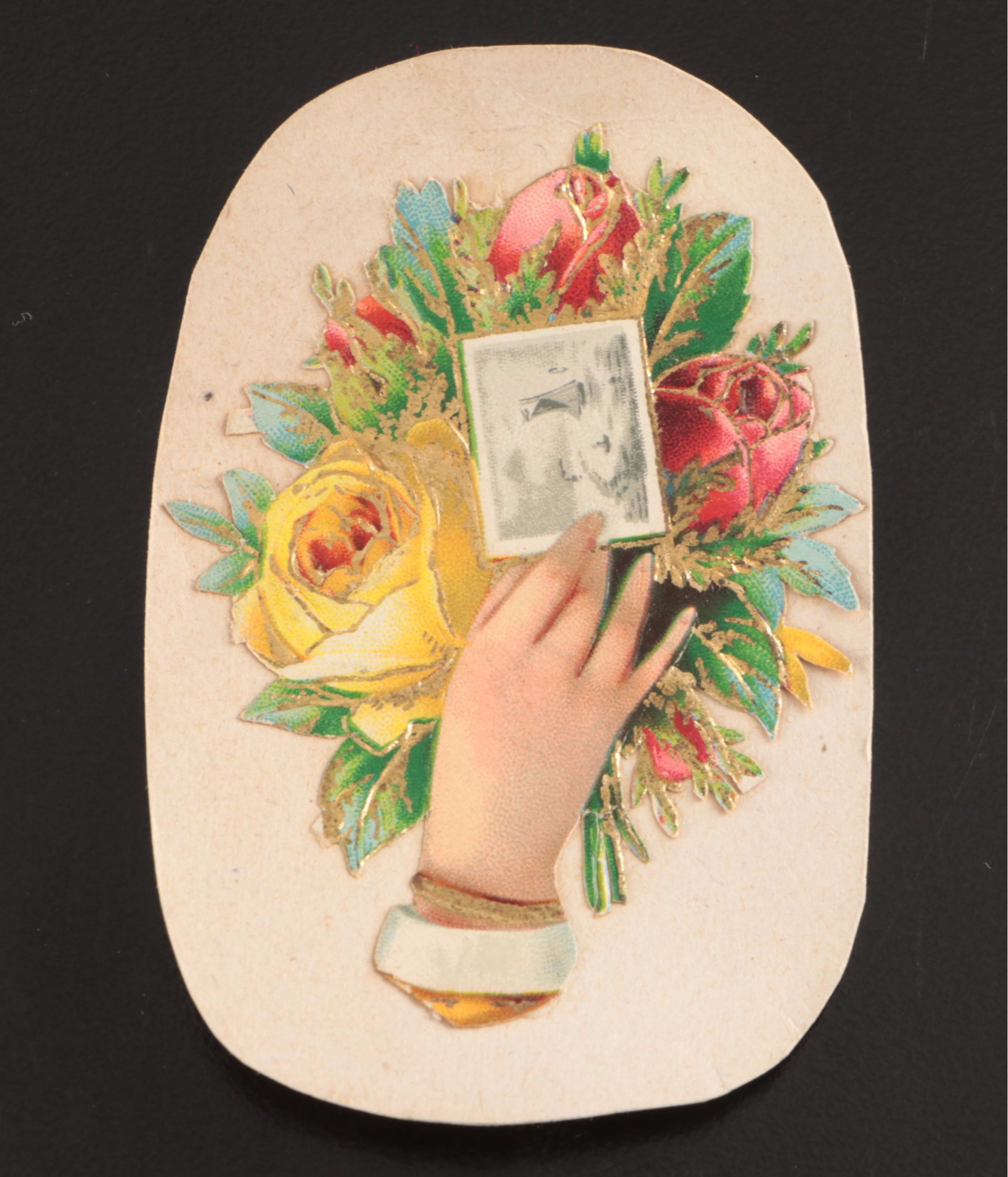 Russian 875 Silver Cigarette Case with Victorian Diecut Calling Card