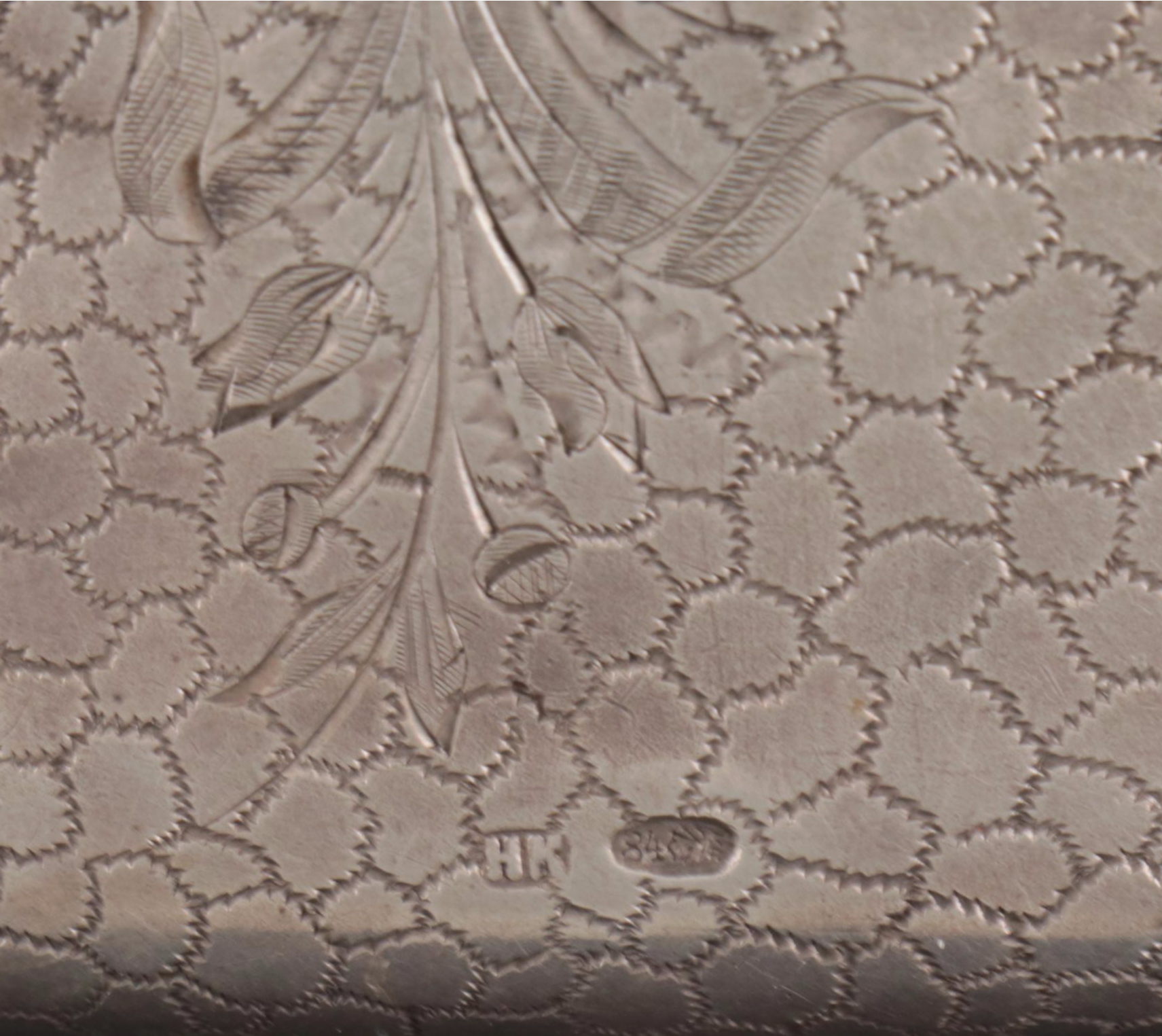 Russian 875 Silver Cigarette Case with Victorian Diecut Calling Card