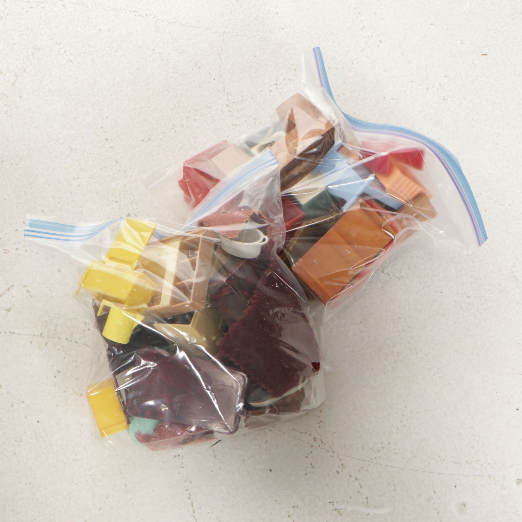 Furnished White and Cobalt Painted Wooden Dollhouse with Storage Cabinet Base