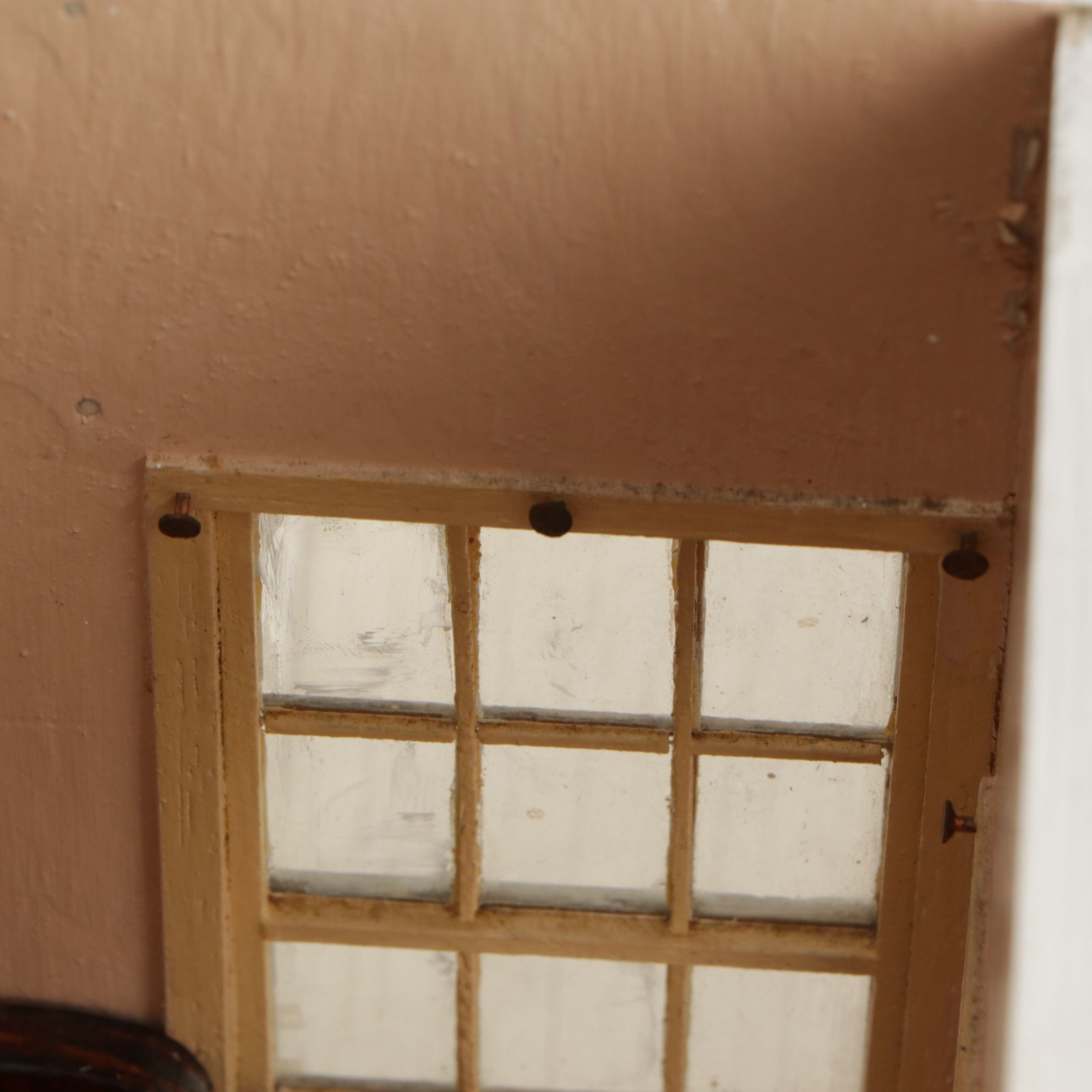 Furnished White and Cobalt Painted Wooden Dollhouse with Storage Cabinet Base