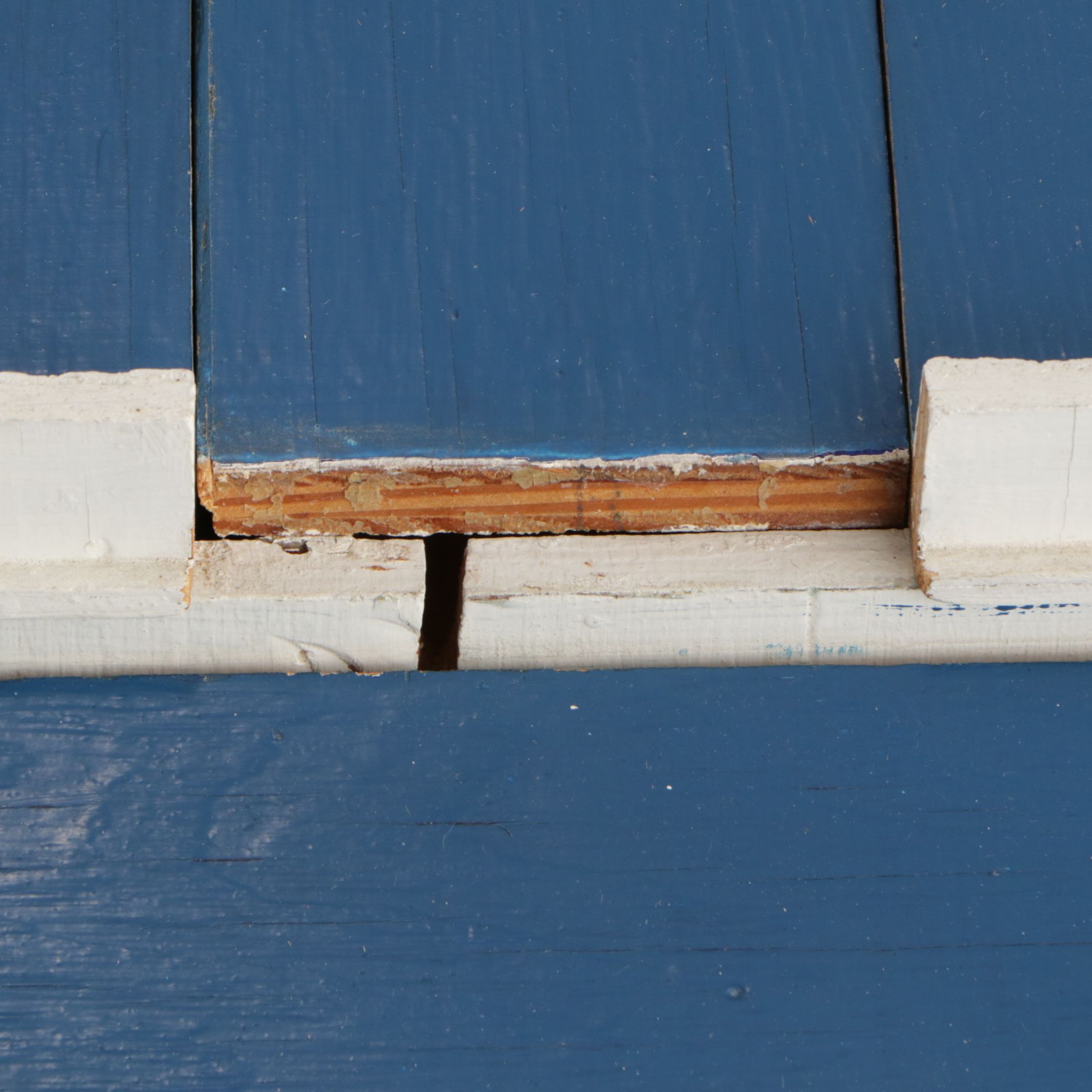 Furnished White and Cobalt Painted Wooden Dollhouse with Storage Cabinet Base