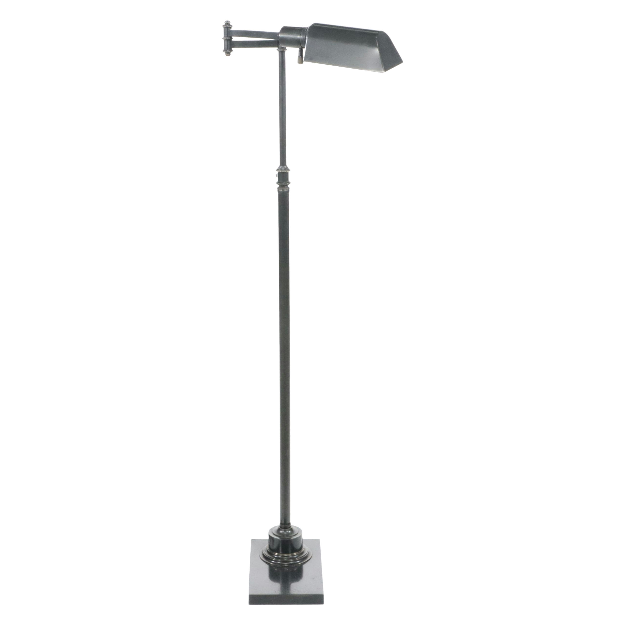 Postmodern Gunmetal Grey Swing Arm Pharmacy Floor Lamp, 2006