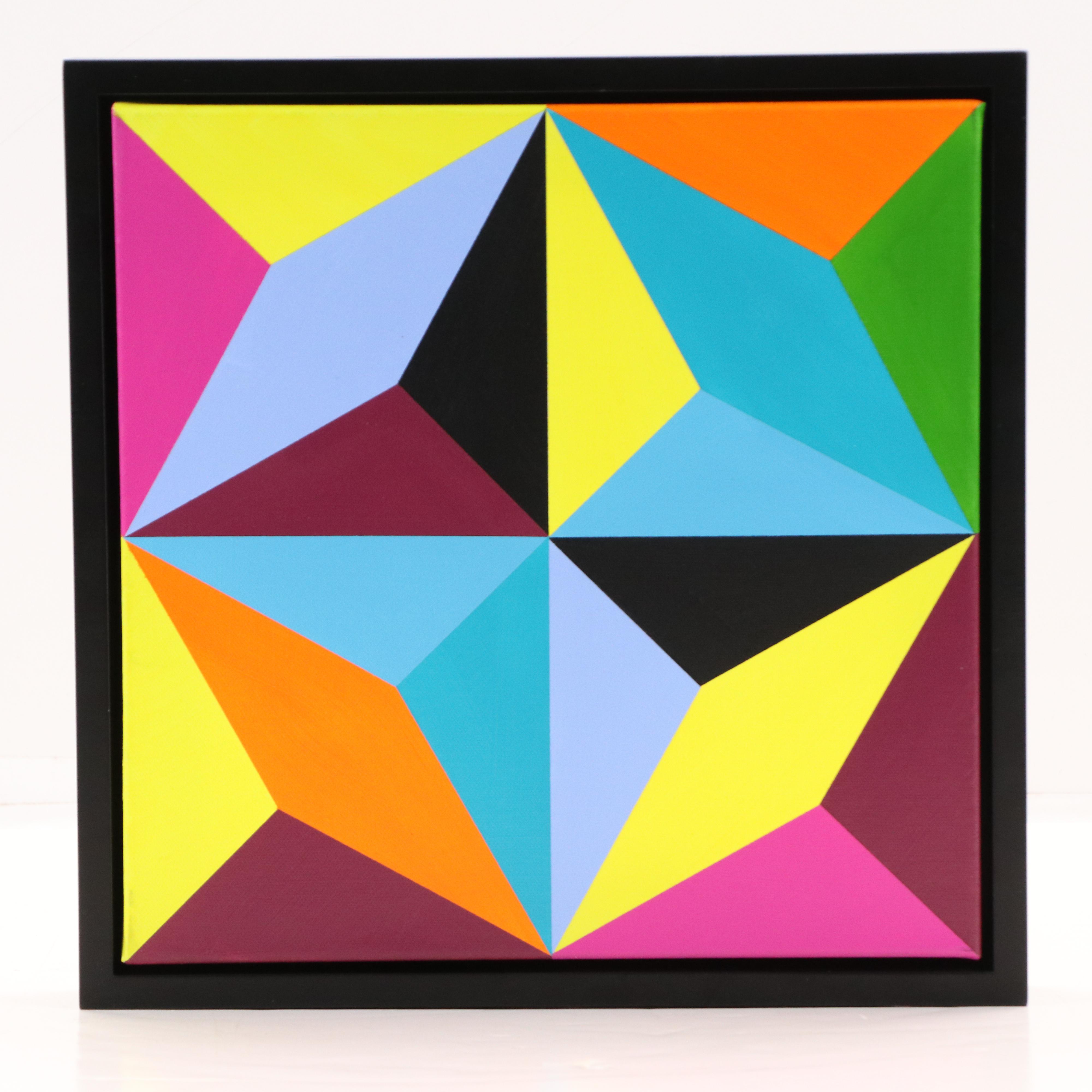 deSanto Geometric Acrylic Diptych "Vector Bloom," 2025