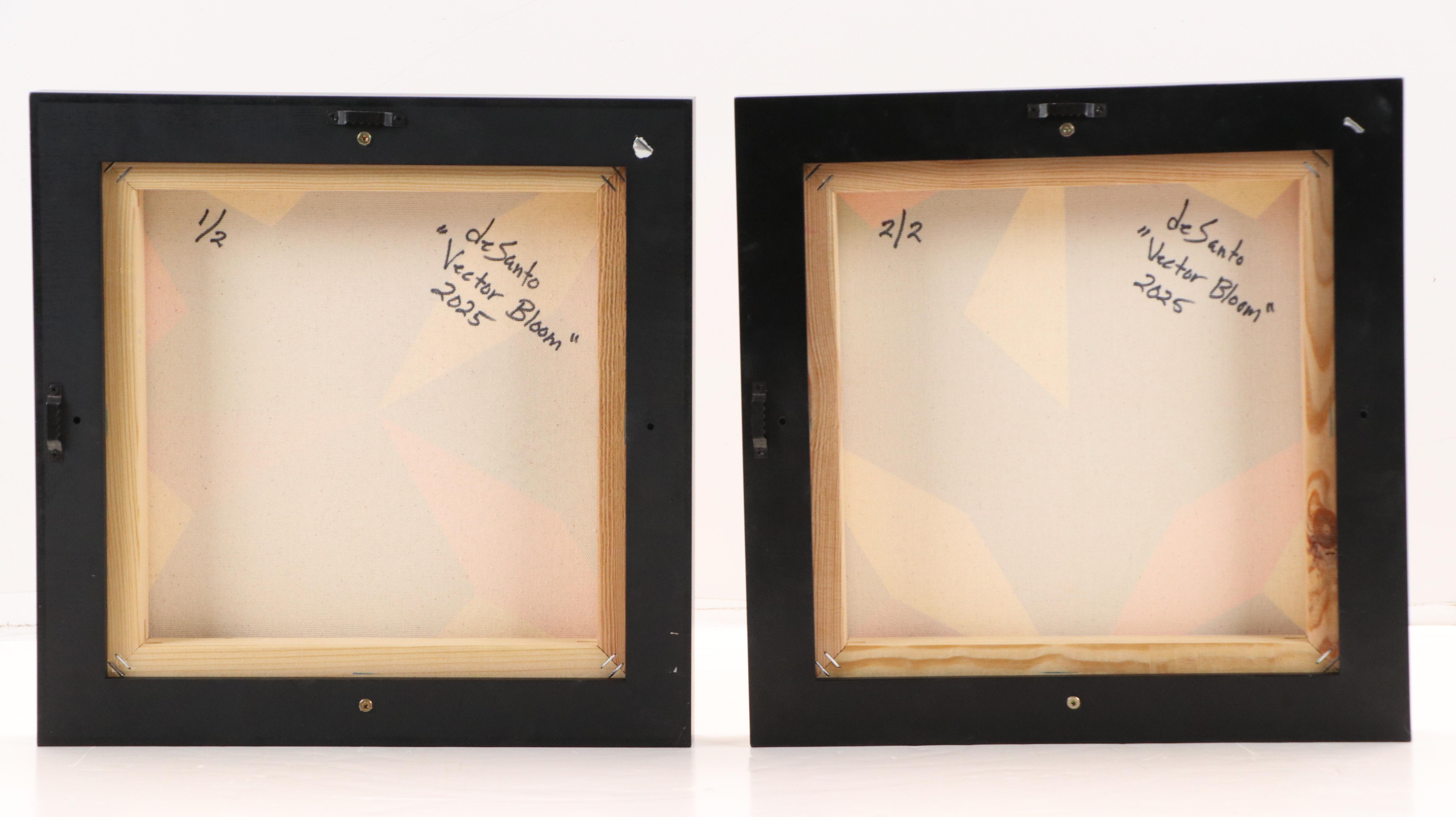 deSanto Geometric Acrylic Diptych "Vector Bloom," 2025