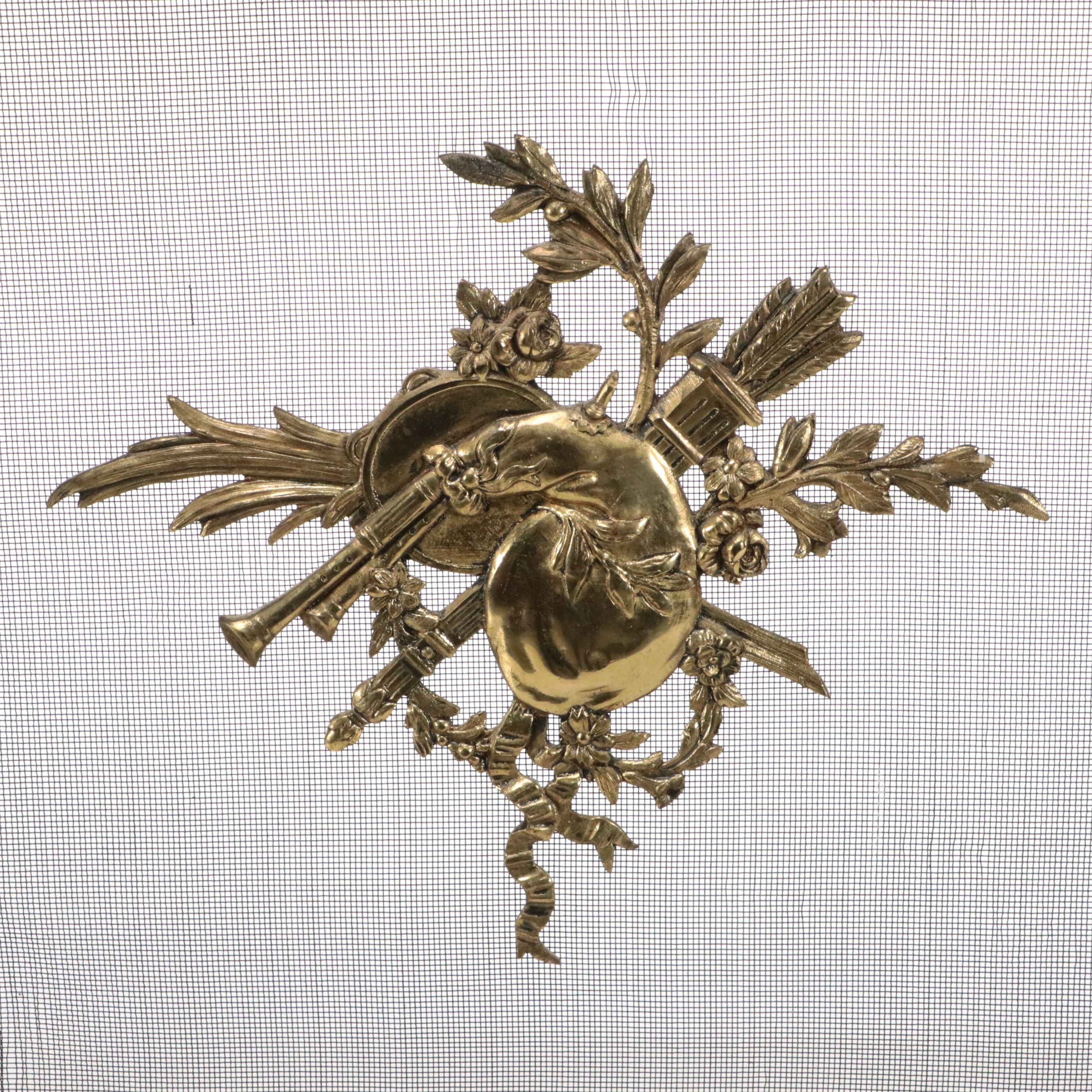 Louis XVI Style Brass Fireplace Screen, Late 19th/Early 20th Century
