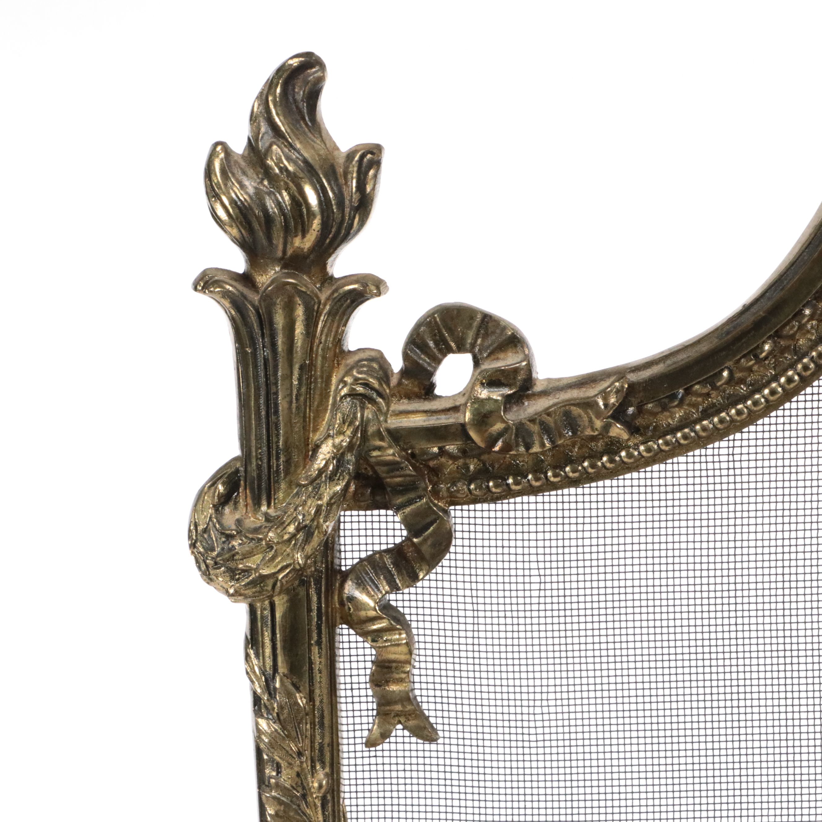 Louis XVI Style Brass Fireplace Screen, Late 19th/Early 20th Century