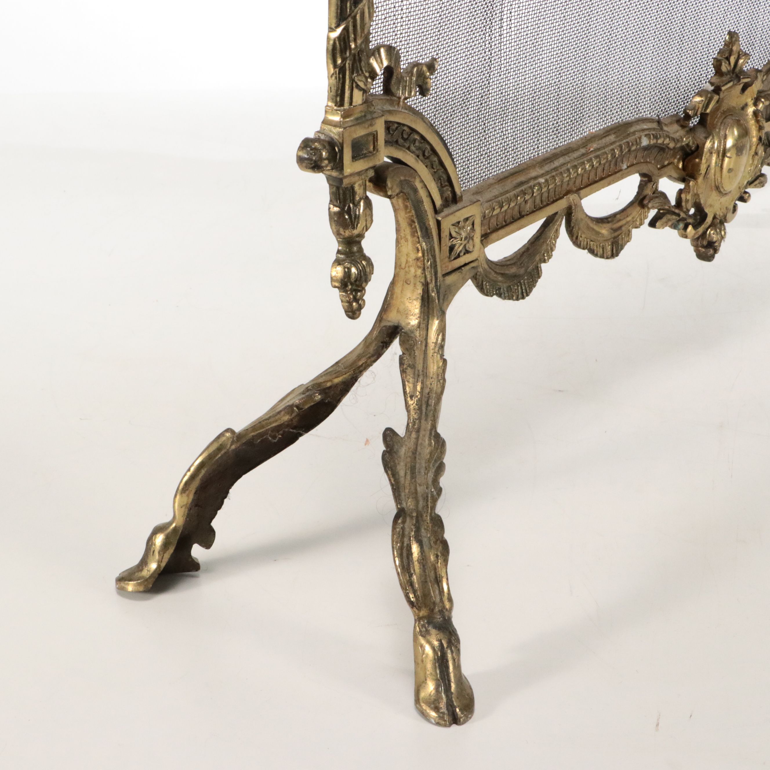 Louis XVI Style Brass Fireplace Screen, Late 19th/Early 20th Century