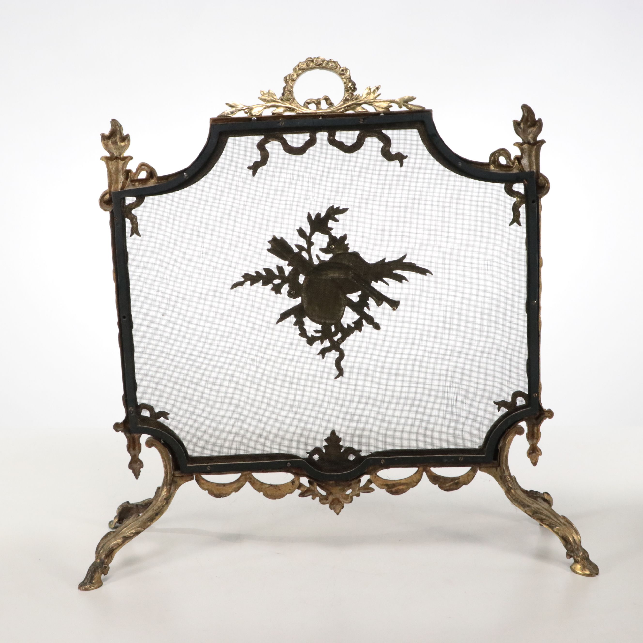 Louis XVI Style Brass Fireplace Screen, Late 19th/Early 20th Century