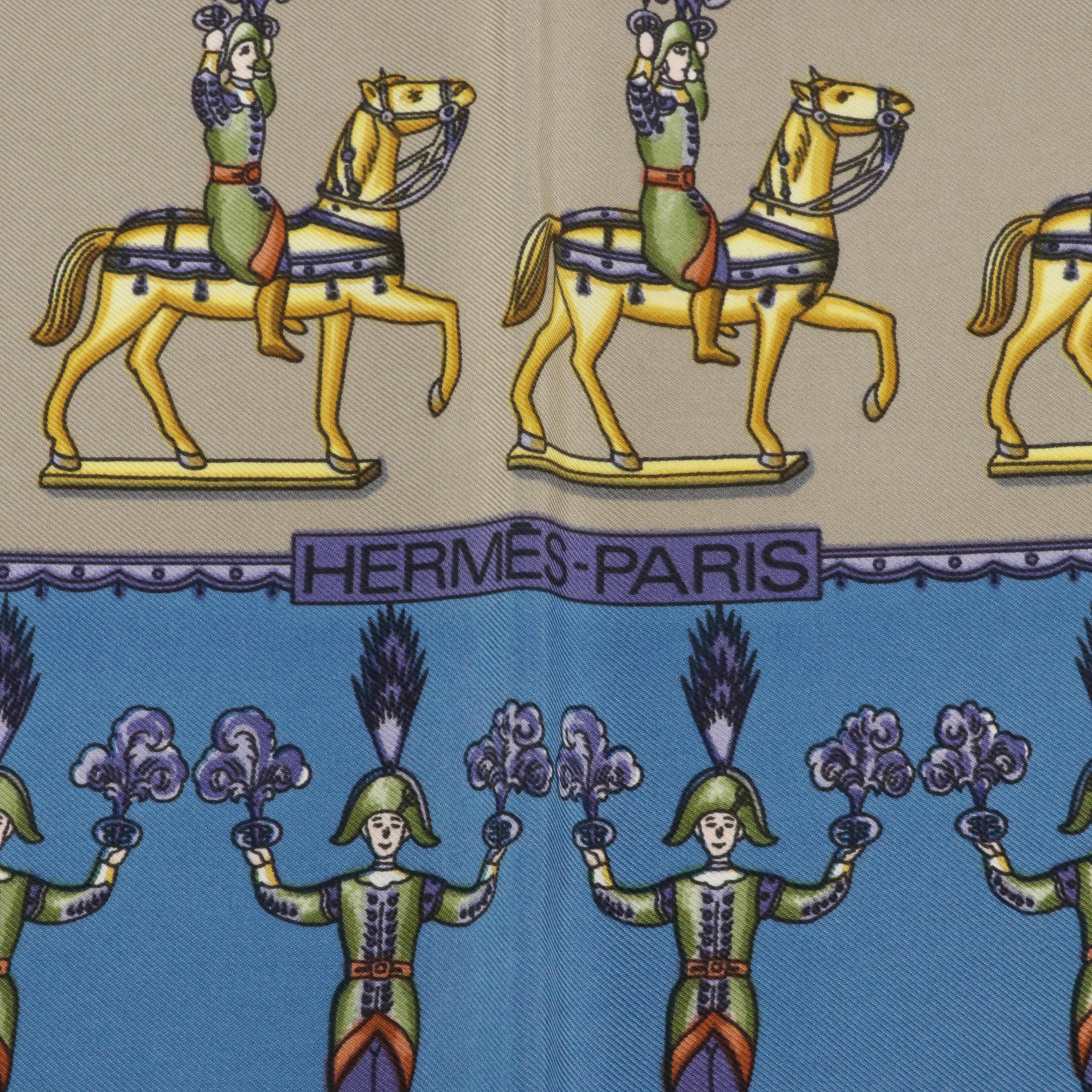 Hermès "Les Artificiers" Silk Twill Scarf 90 in Box