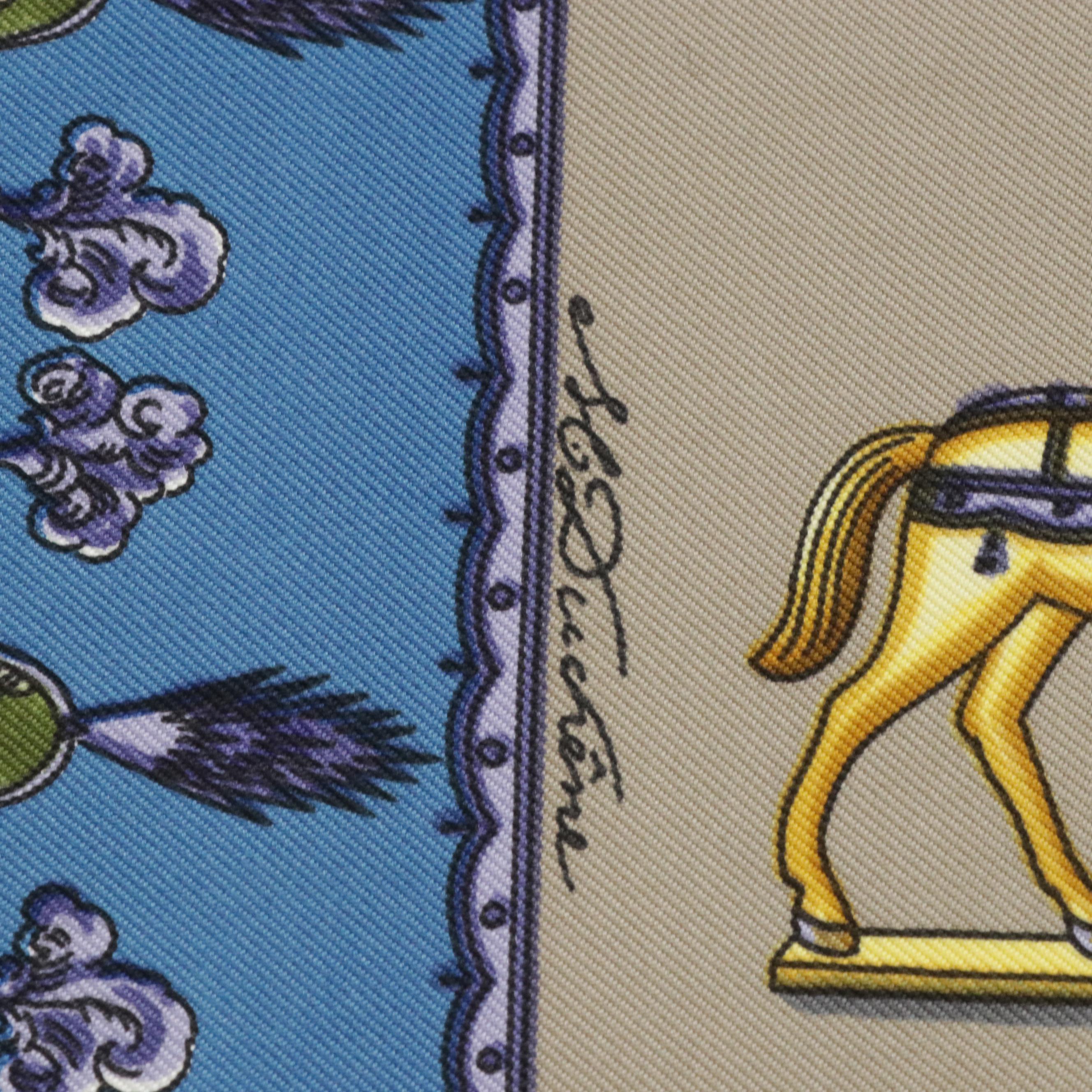 Hermès "Les Artificiers" Silk Twill Scarf 90 in Box