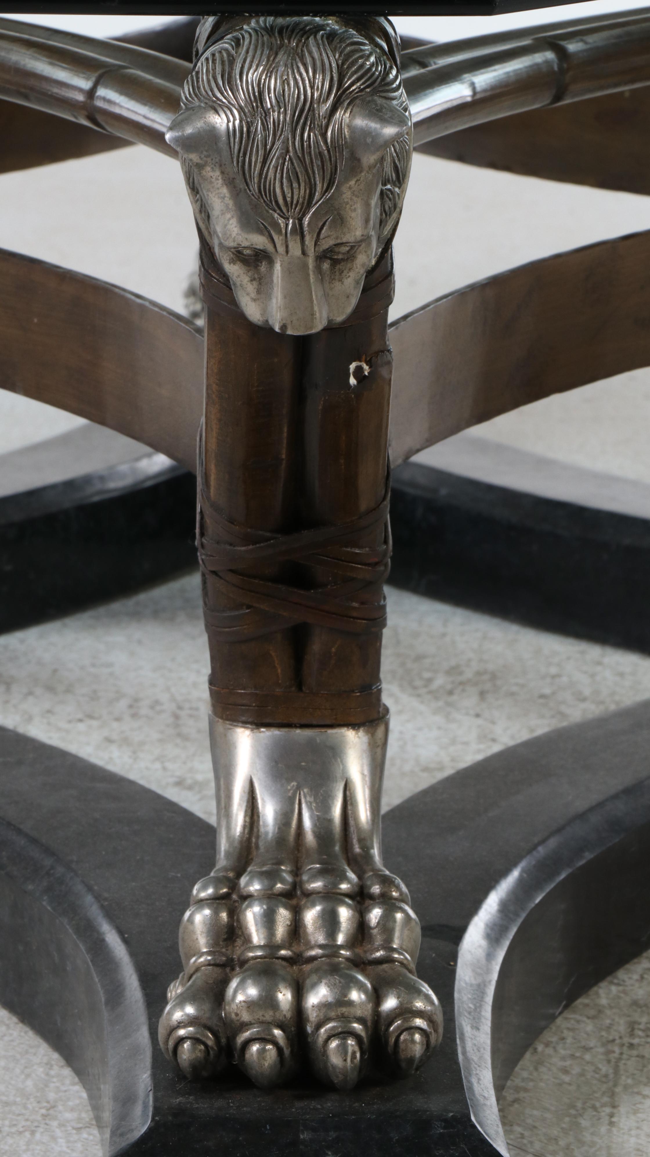 Regency Style Coffee Table with Glass Top after Maitland-Smith