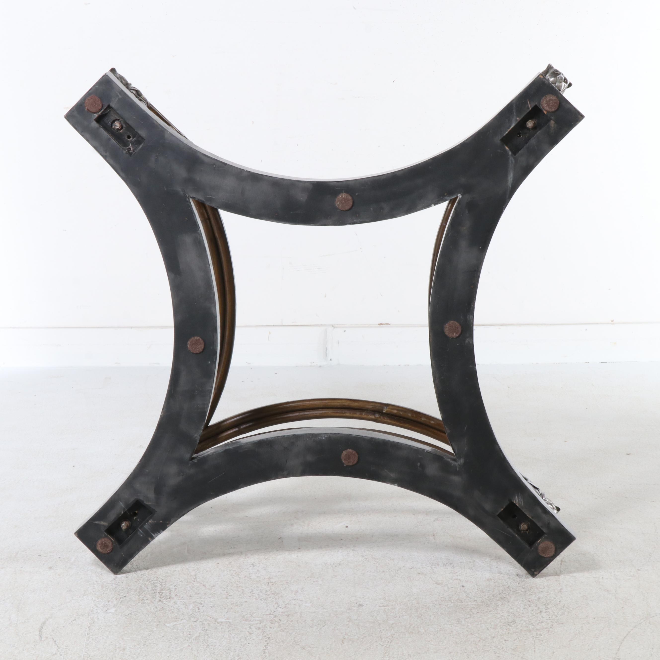 Regency Style Coffee Table with Glass Top after Maitland-Smith