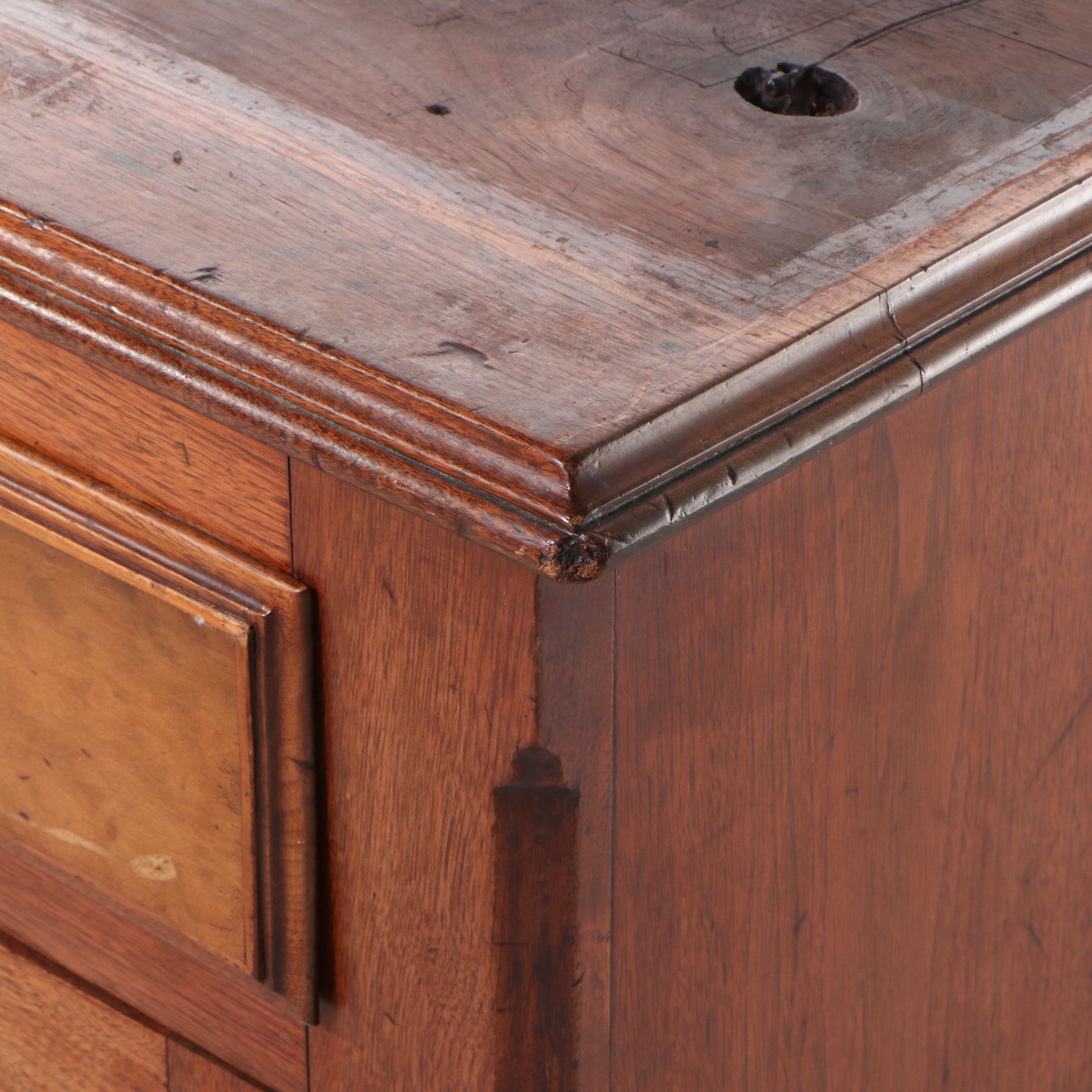 Antique Continental Walnut Book Case with Drop Down Desk
