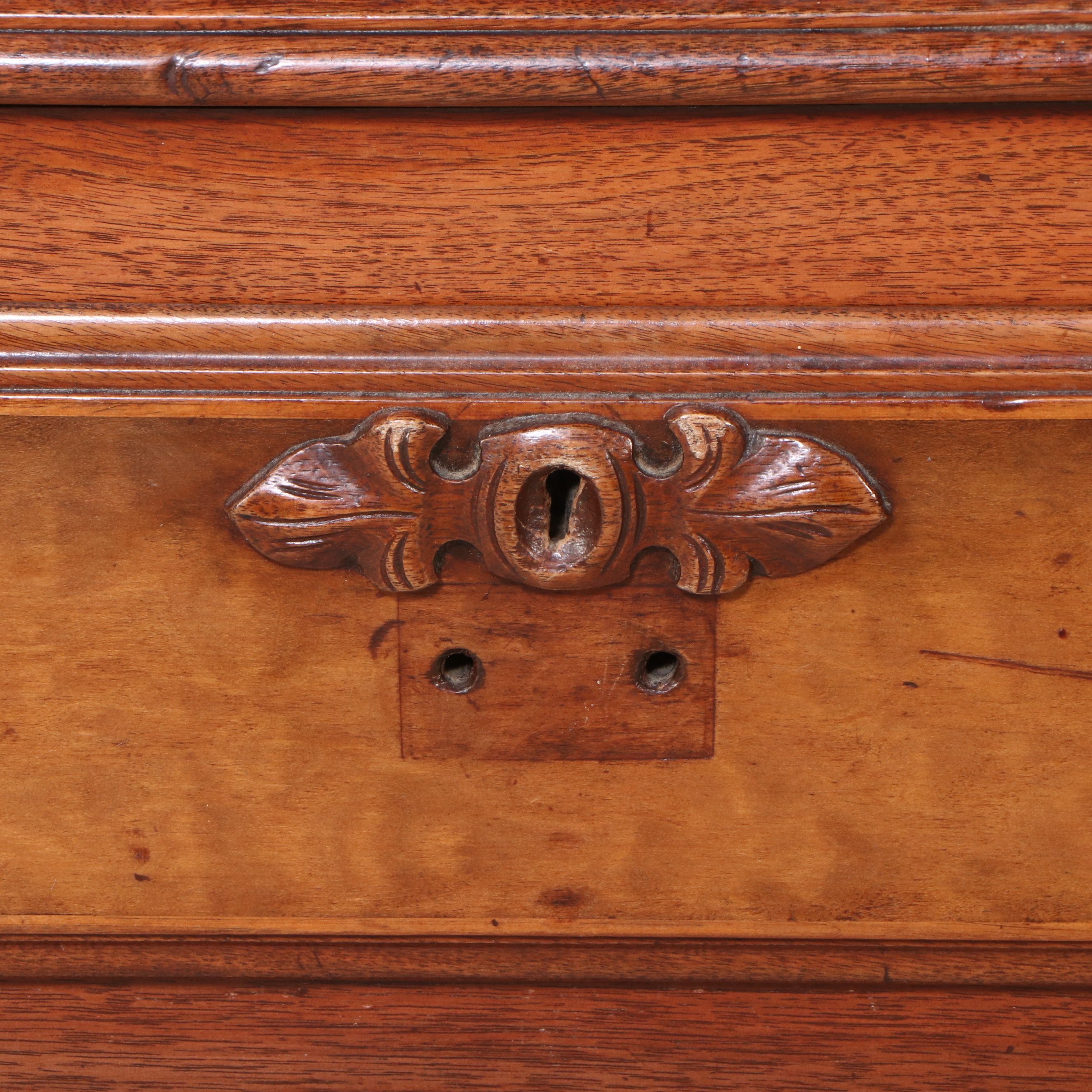 Antique Continental Walnut Book Case with Drop Down Desk