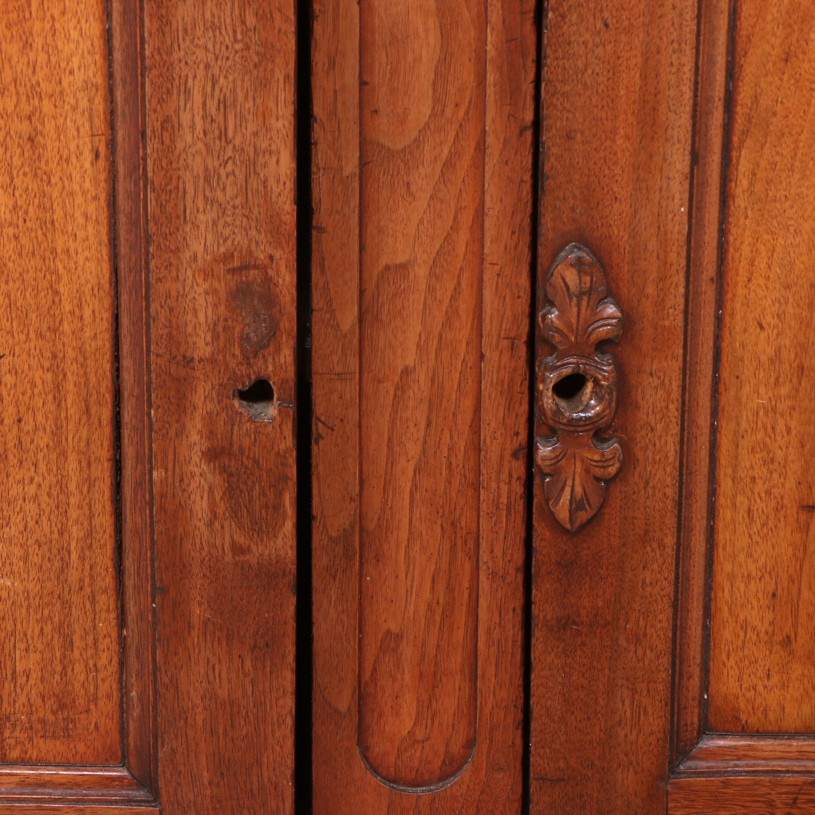 Antique Continental Walnut Book Case with Drop Down Desk