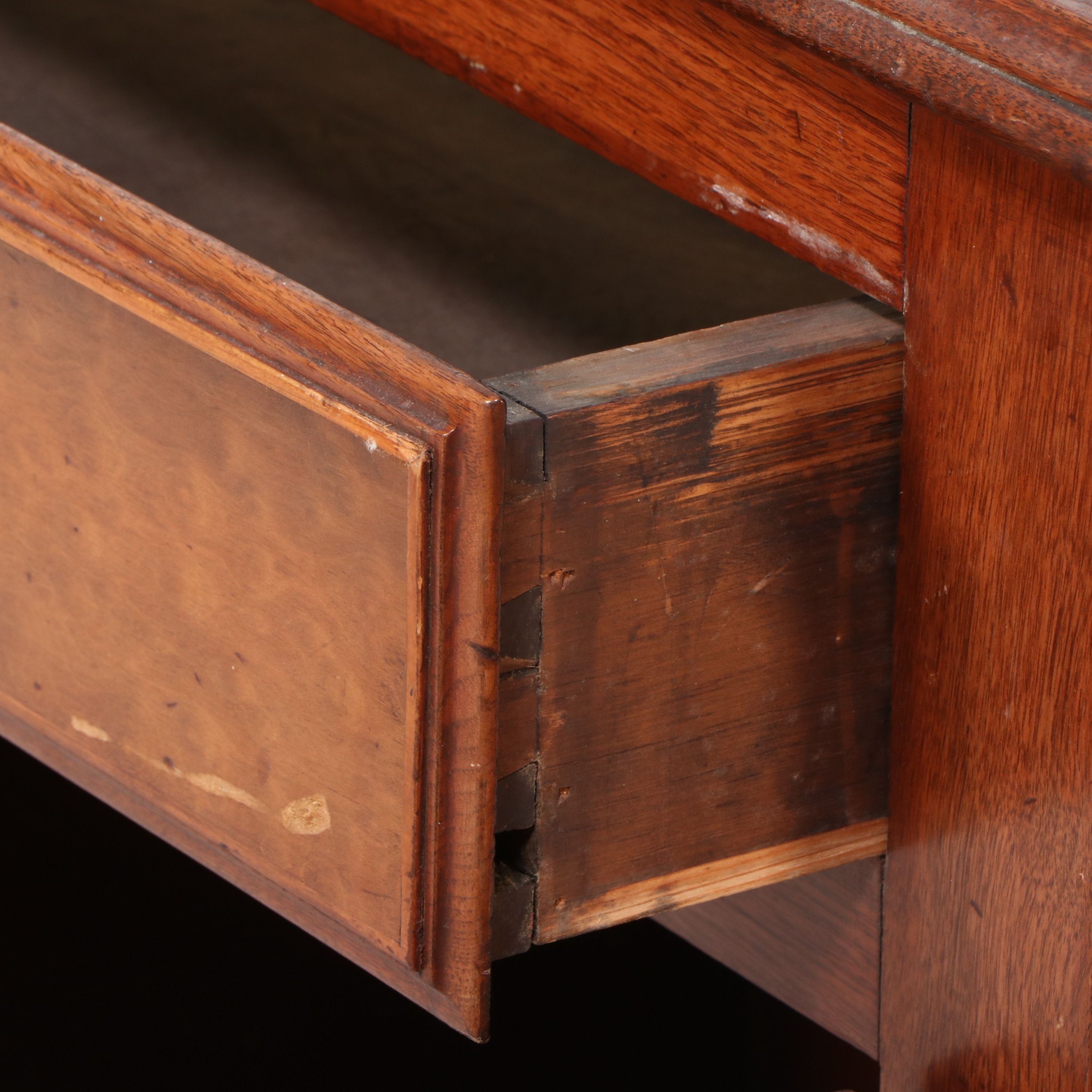 Antique Continental Walnut Book Case with Drop Down Desk