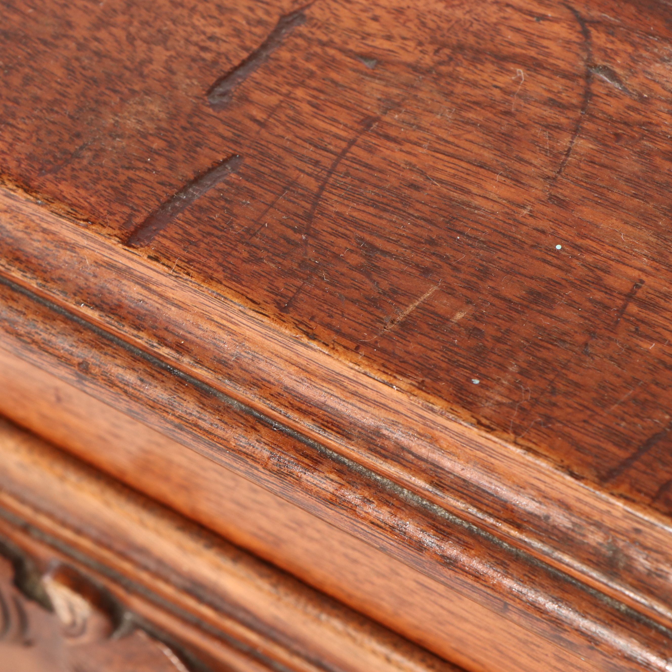 Antique Continental Walnut Book Case with Drop Down Desk