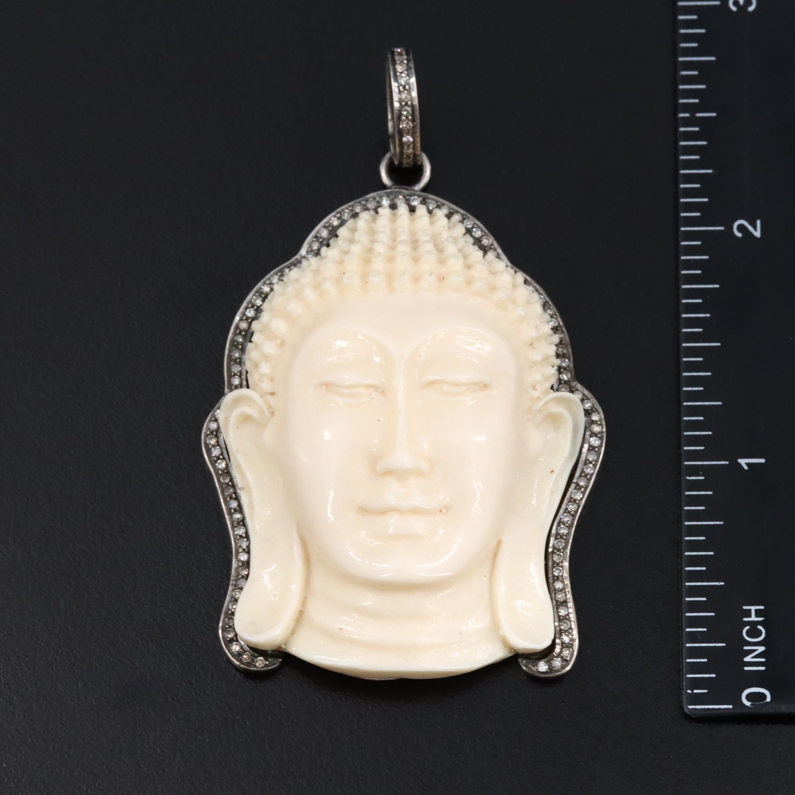 Sterling Diamond, Bone and Sapphire Pendants Attributed to Sheryl Lowe