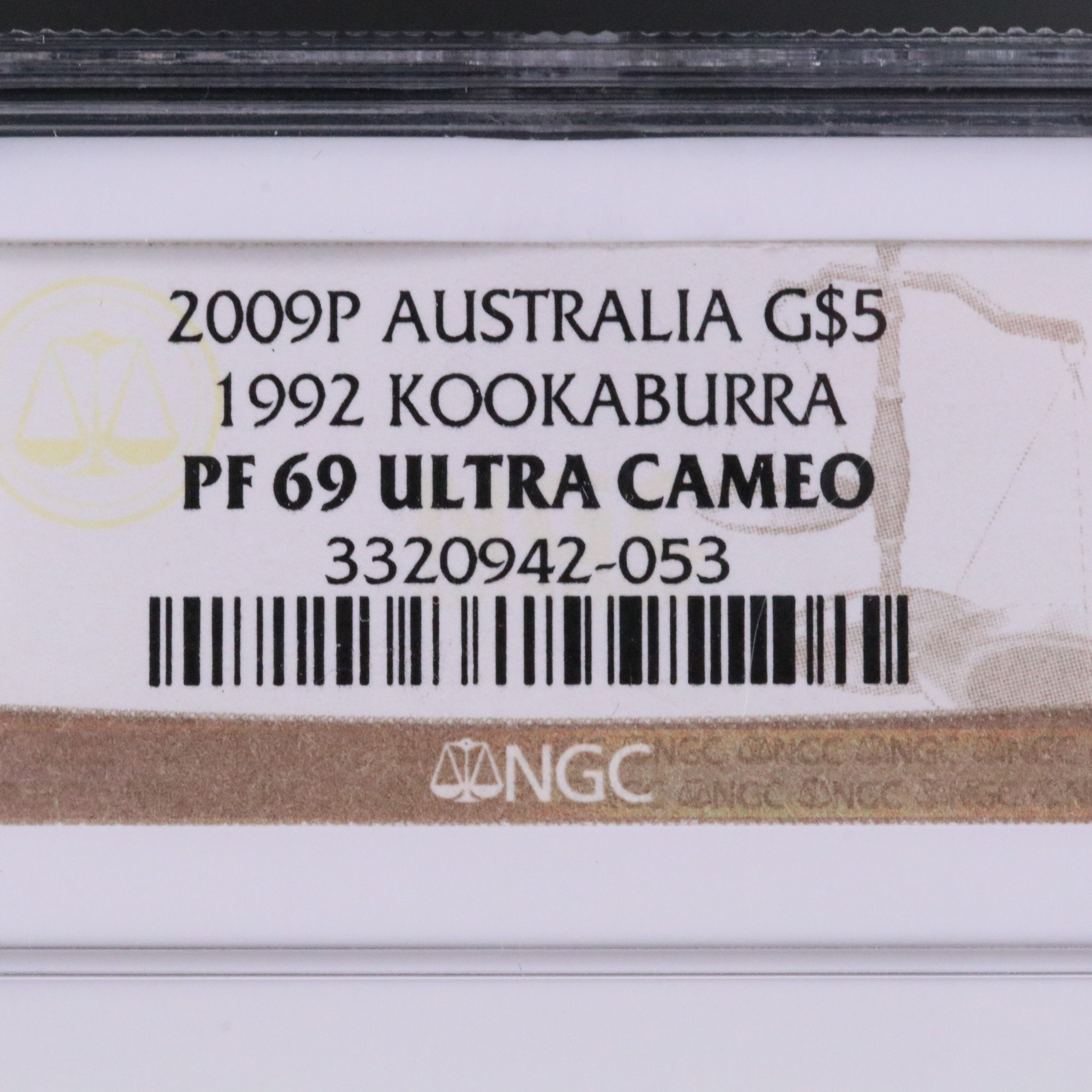 NGC Graded PF69 Ultra Cameo 2009P Australia $5 1992 Kookaburra Gold Coin