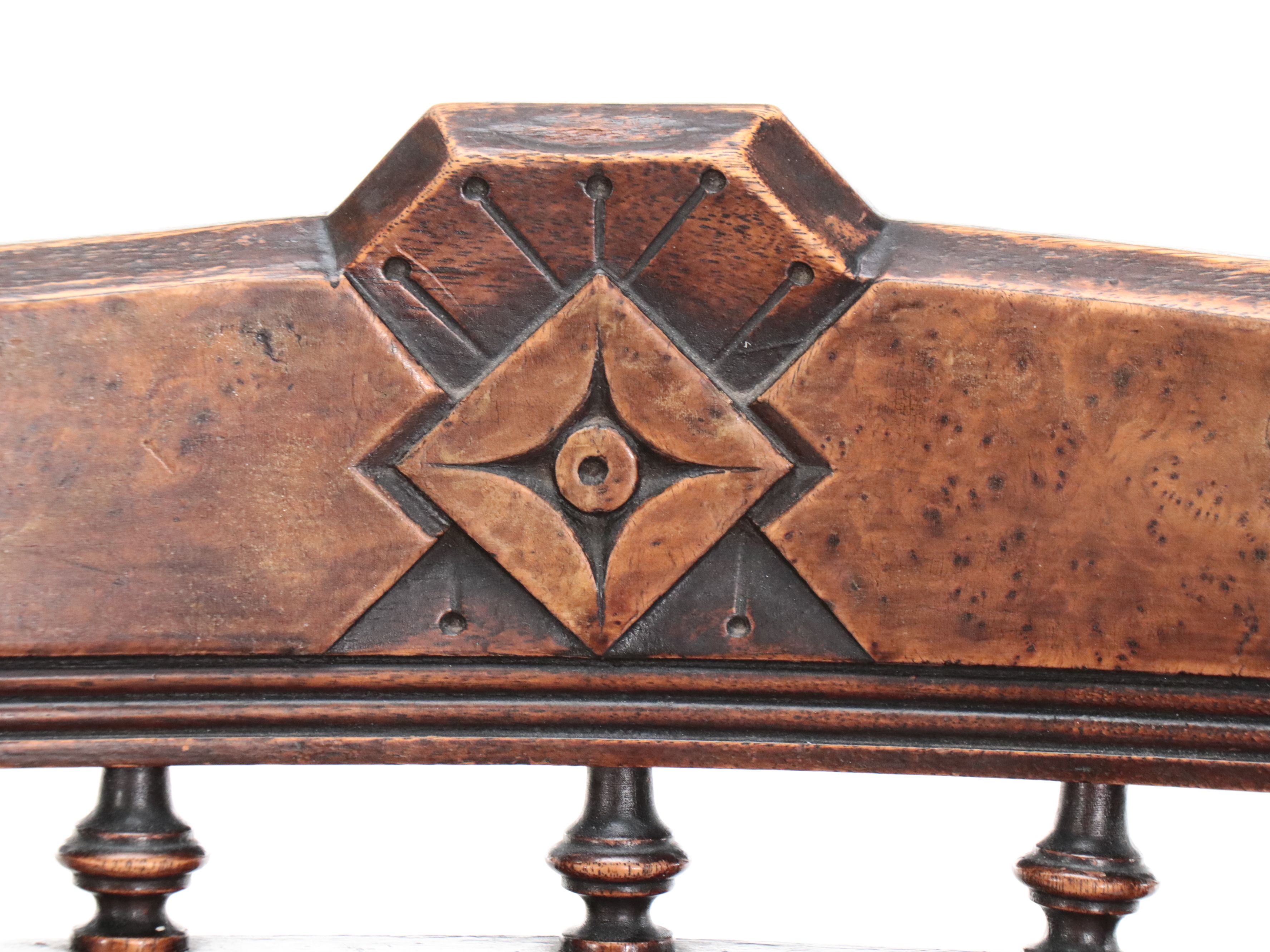 Eastlake Carved Walnut Side Chair with Two-Drawer Side Table