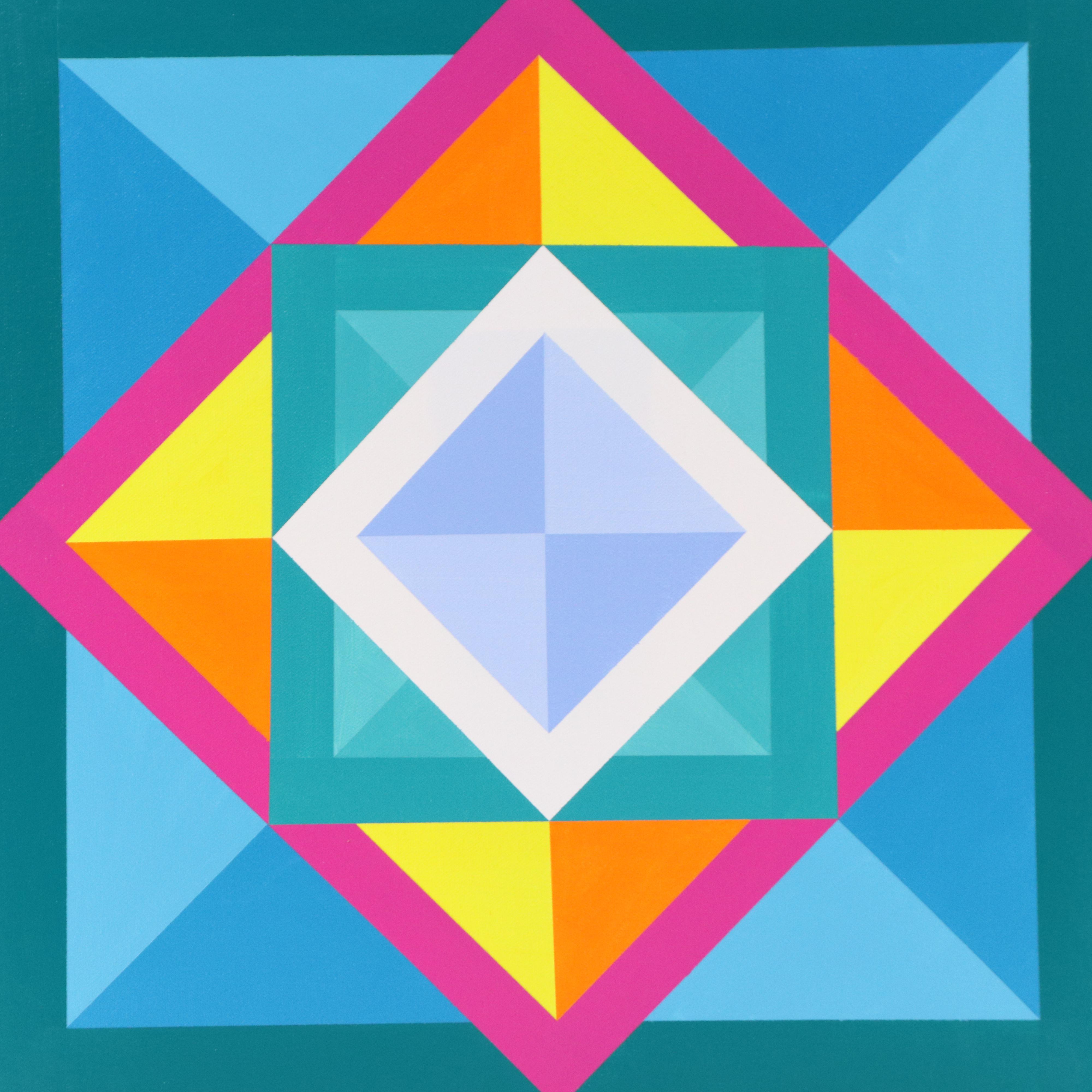 deSanto Geometric Acrylic Painting "Chromadron," 2025