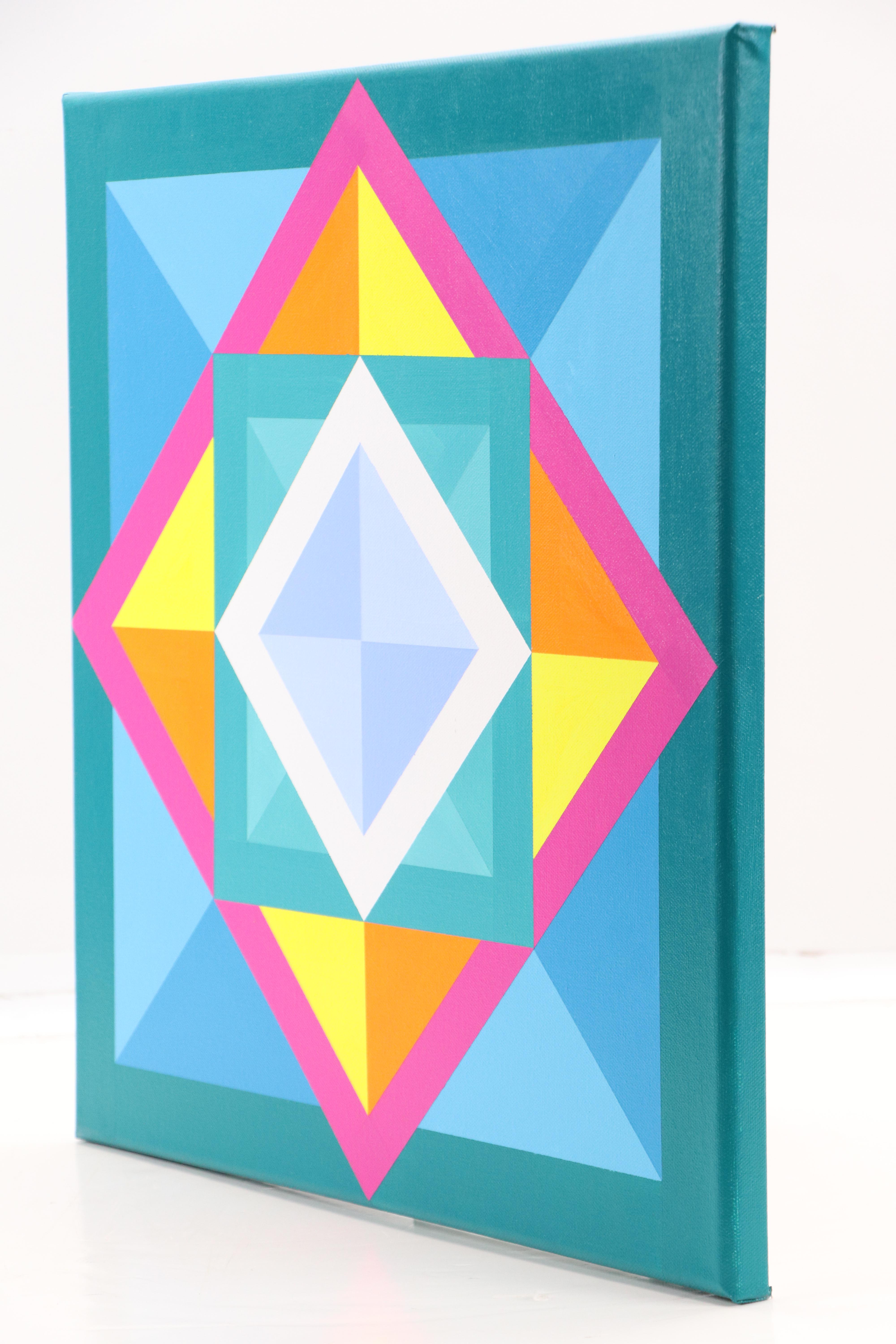 deSanto Geometric Acrylic Painting "Chromadron," 2025