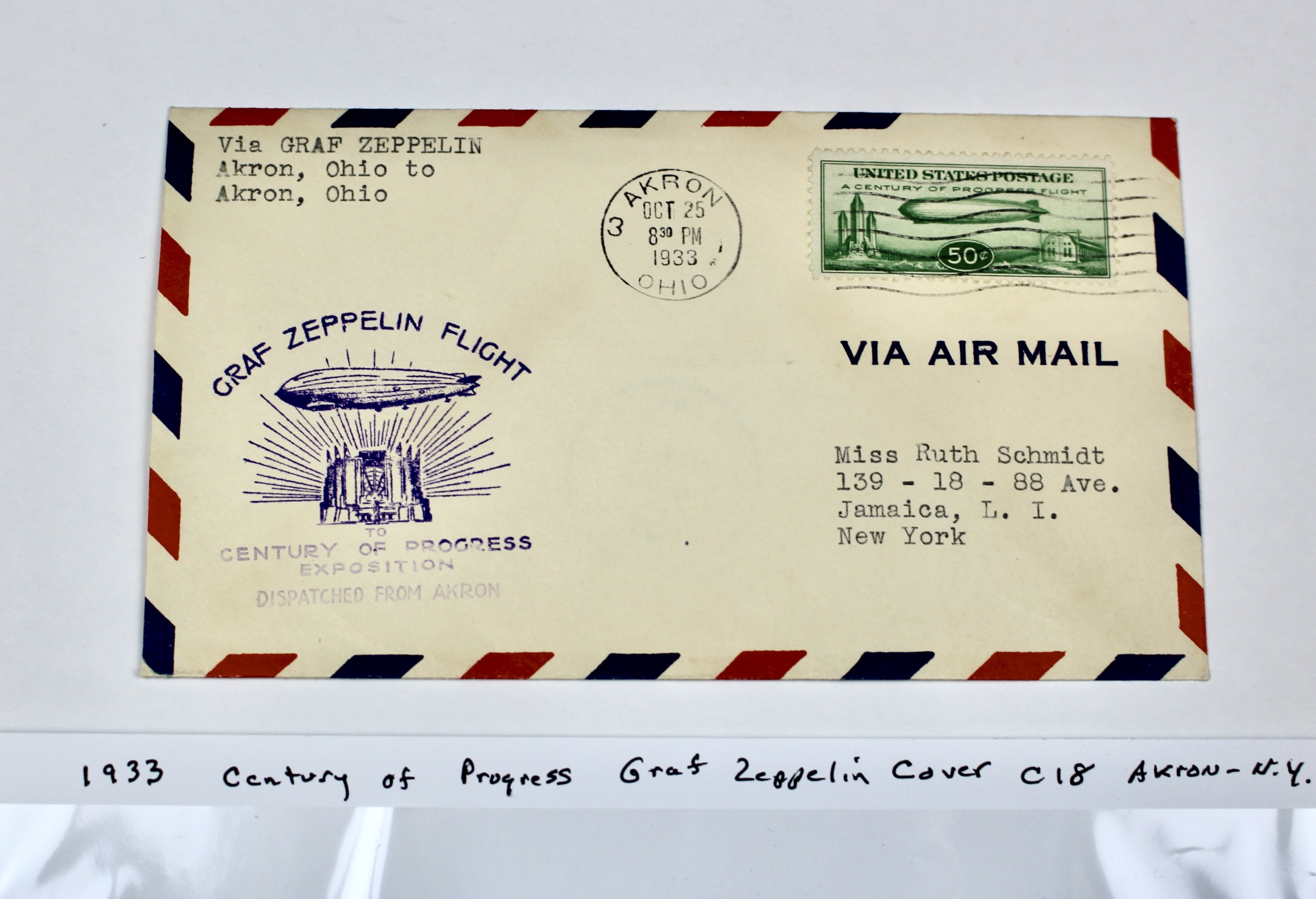 1933 Century of Progress Graf Zeppelin Postal Cover
