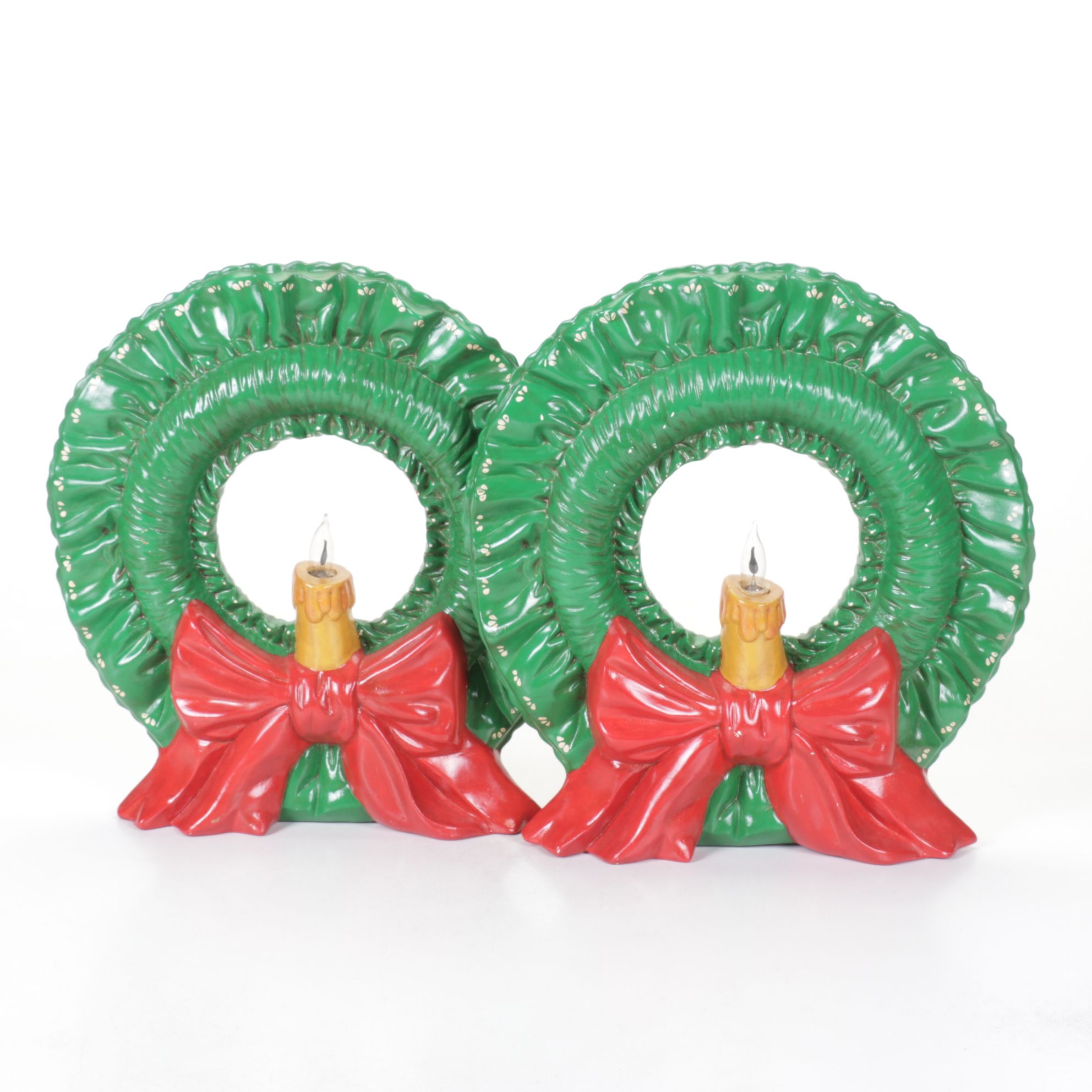 Ceramic Light-Up Christmas Wreaths, 1988