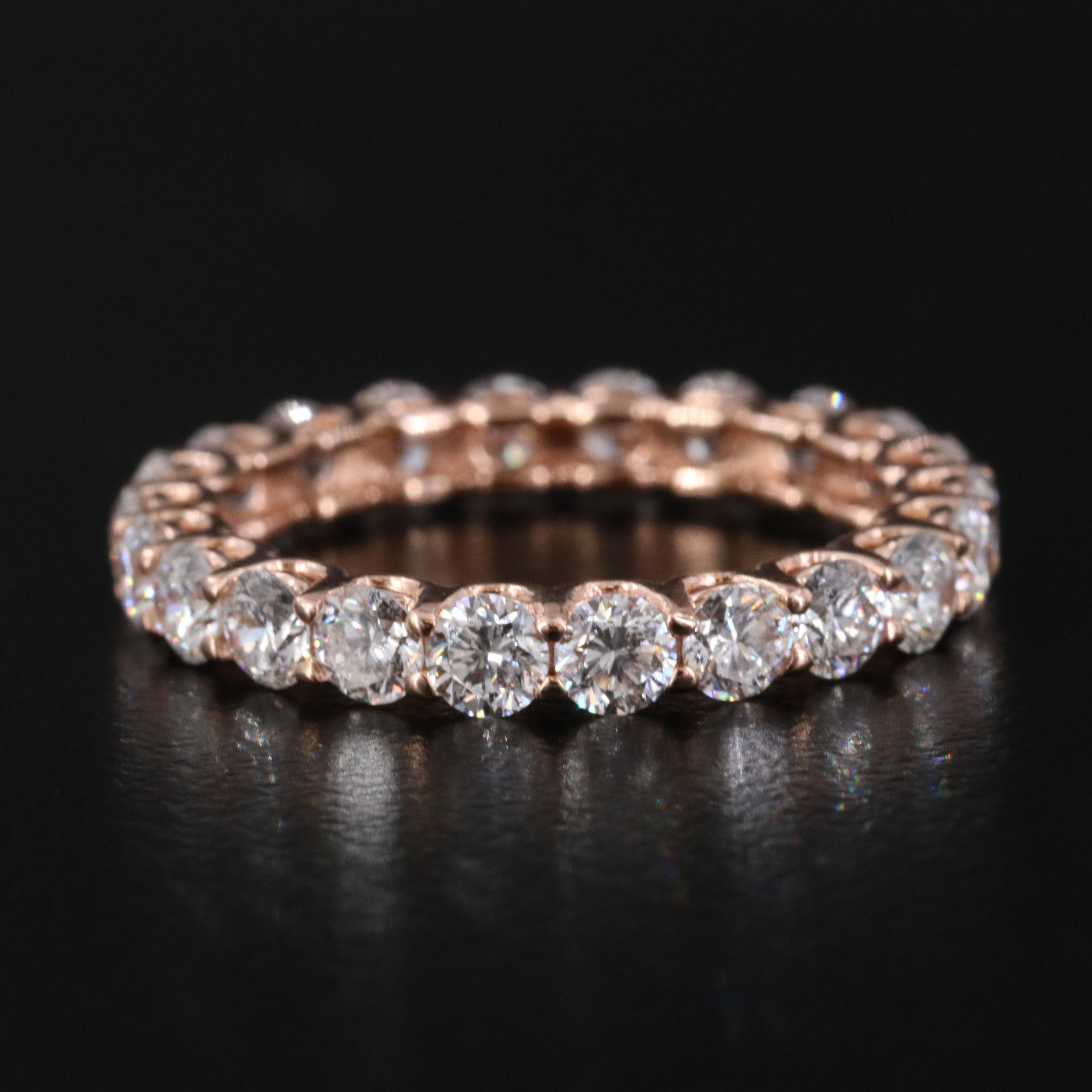 14K Rose Gold 2.25 CTW Lab Grown Diamond Eternity Band with IGI Jewelry Report