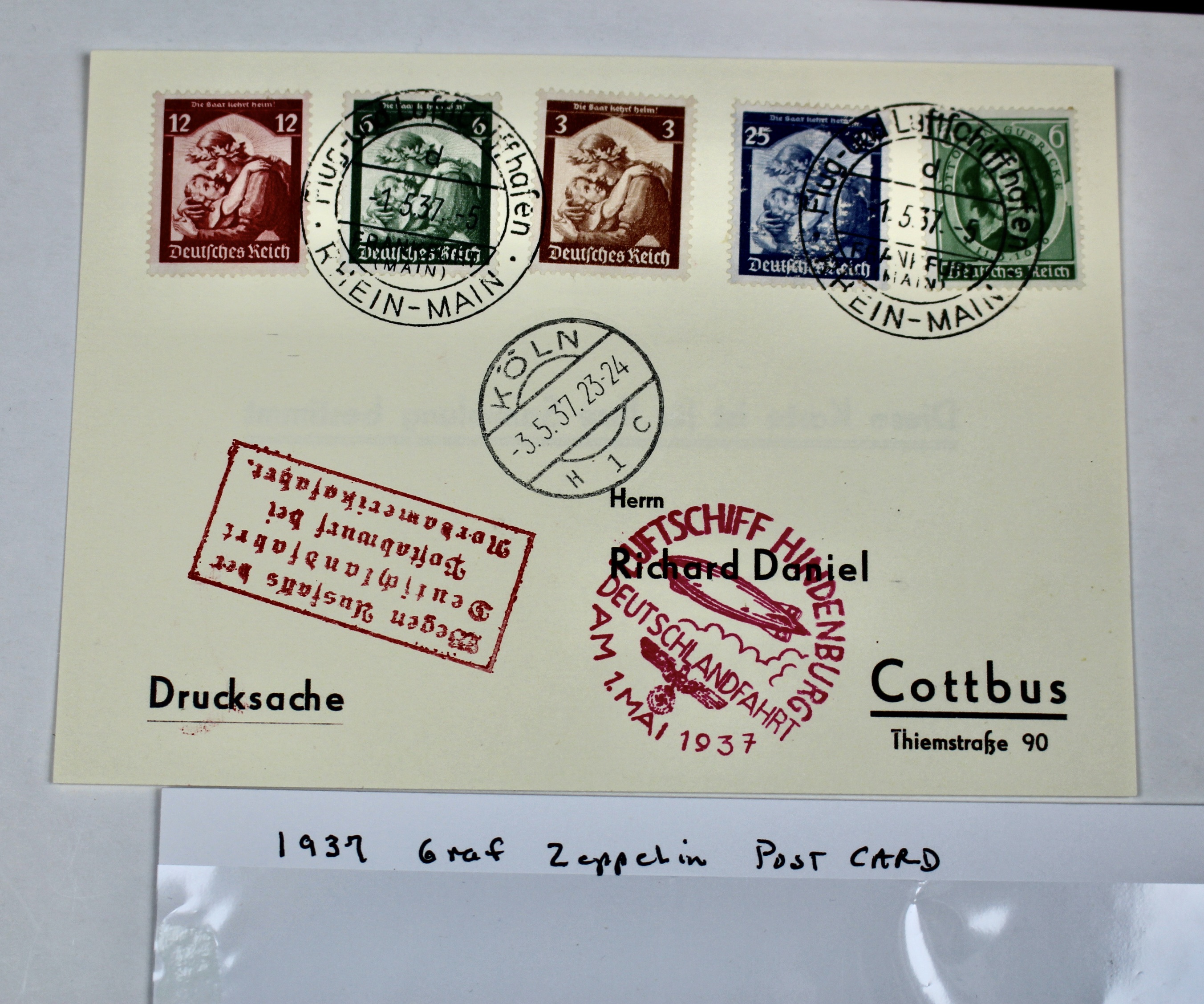 1937 Graf Zeppelin Post Card