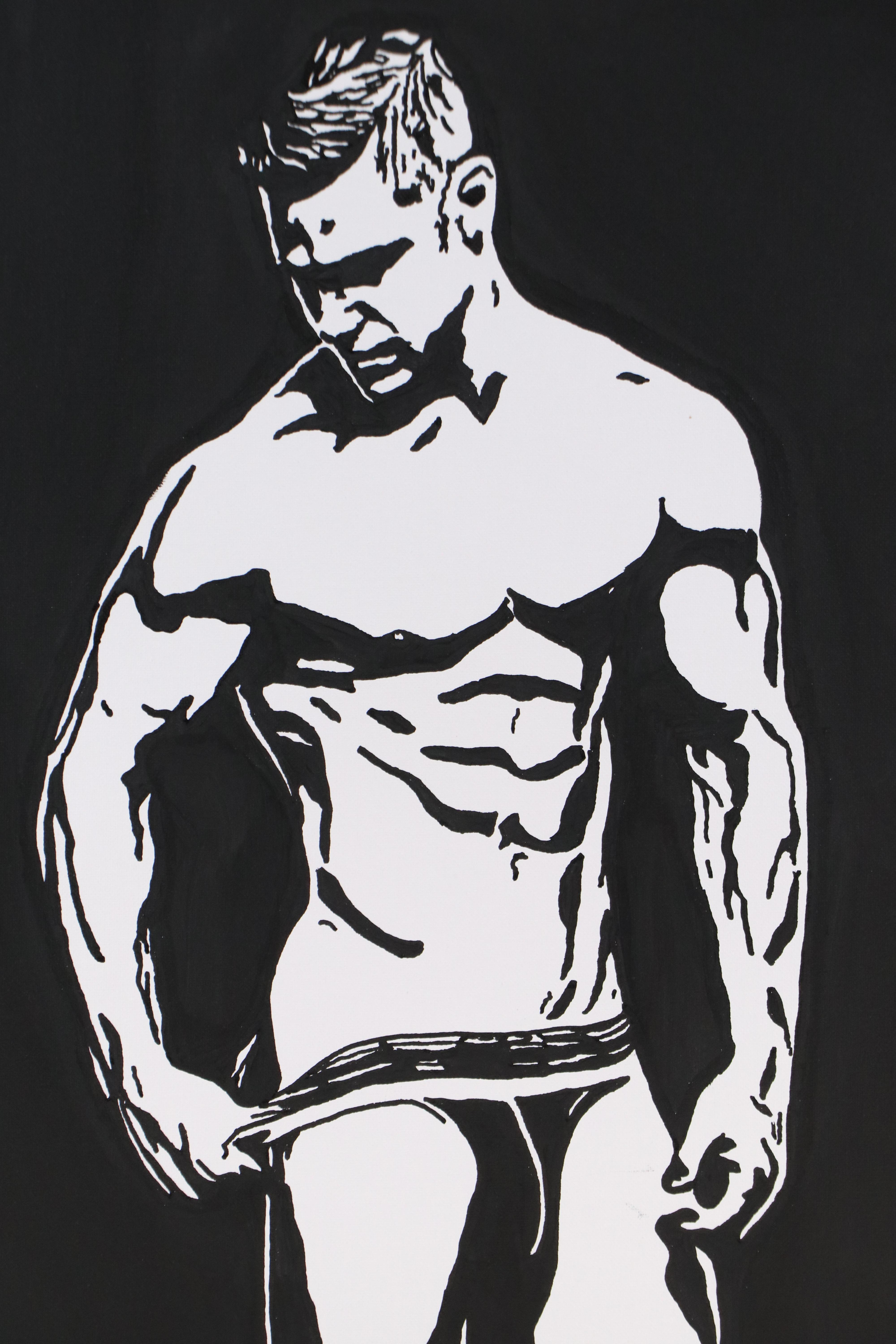 deSanto Stylized Nude Figure Acrylic Painting "Pulse," 2025