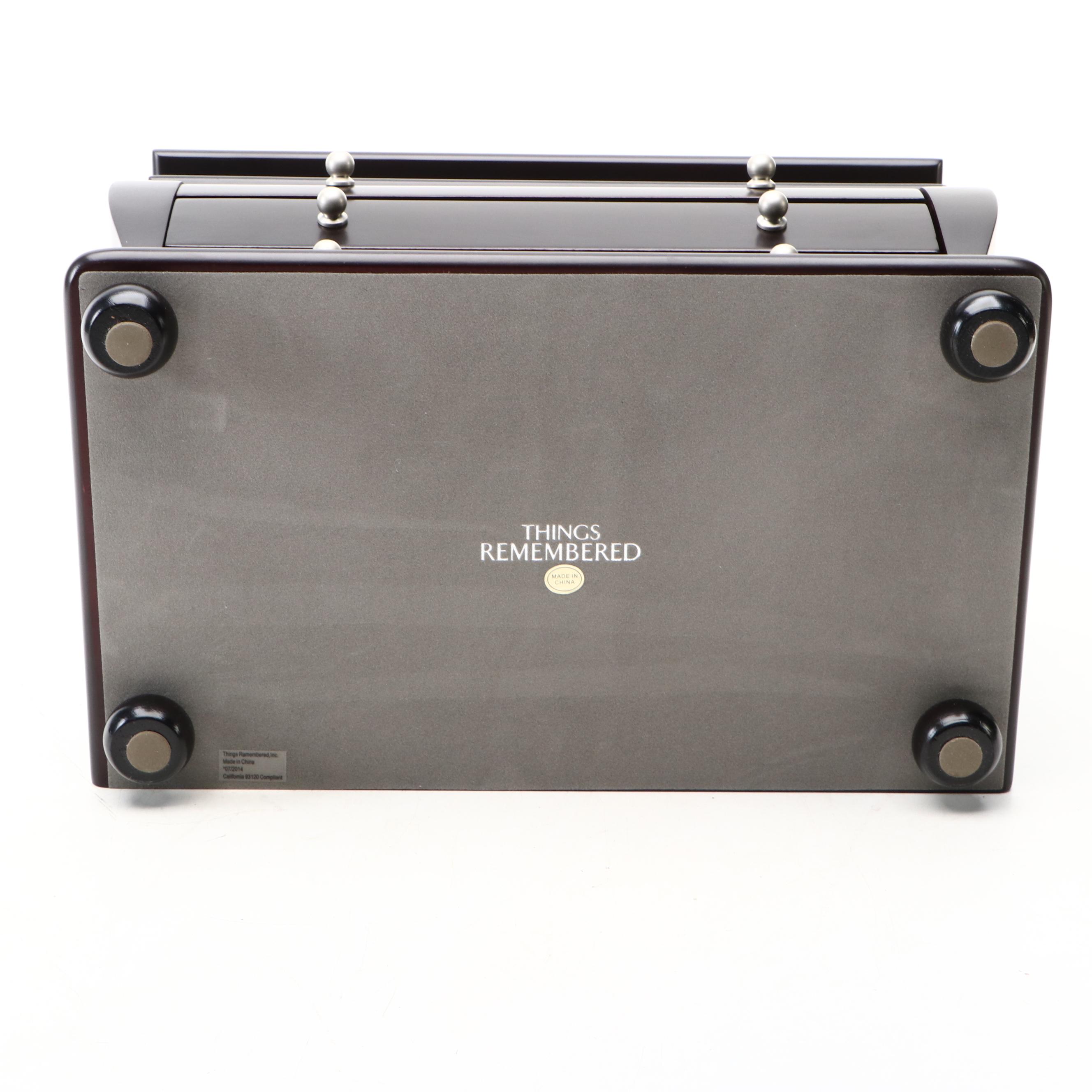 Things Remembered Satin Black Finish Bombé Wood Jewelry Chest