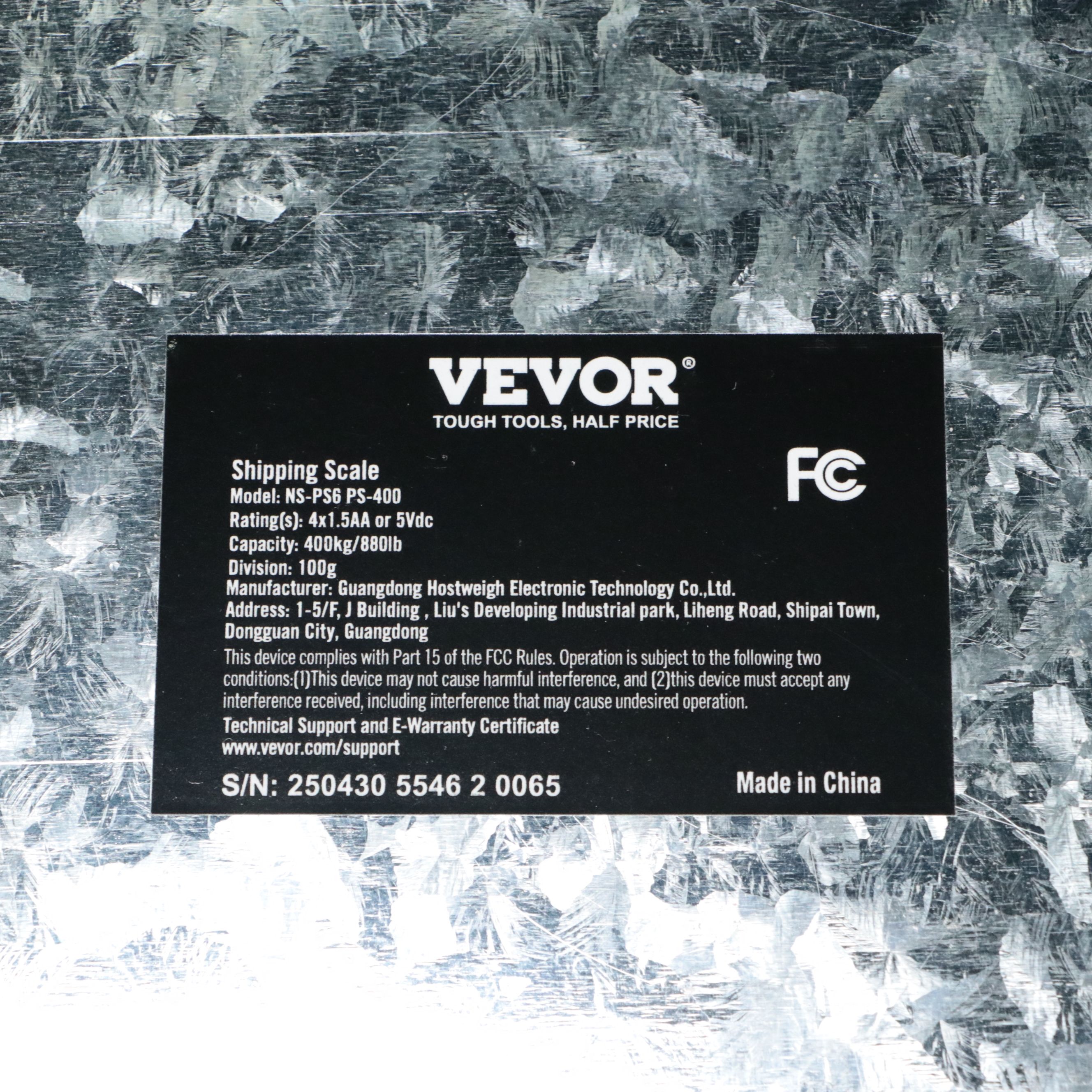 Vevor NS-PS6-400 Heavy-Duty Metal Digital Shipping Scale