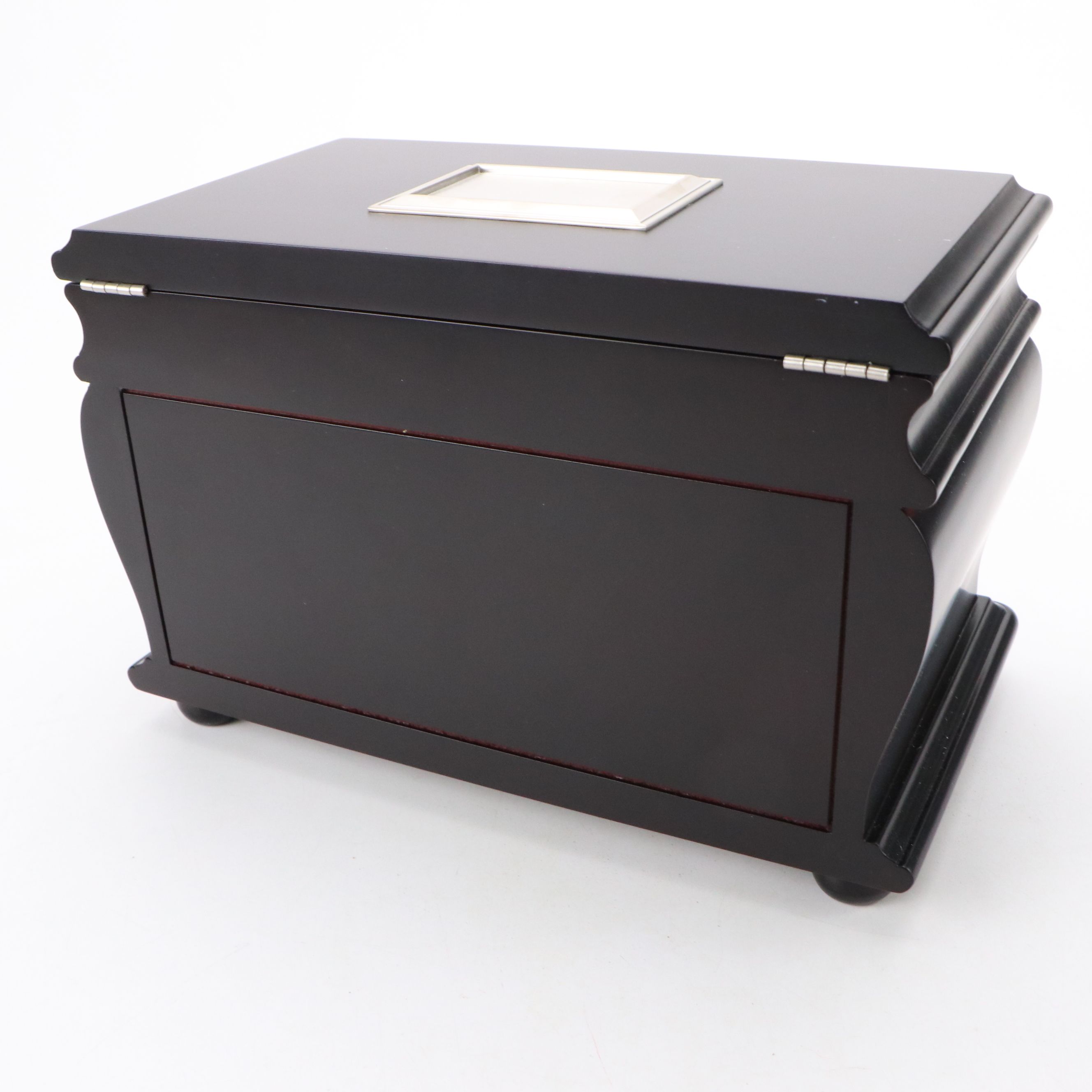 Things Remembered Satin Black Finish Bombé Wood Jewelry Chest
