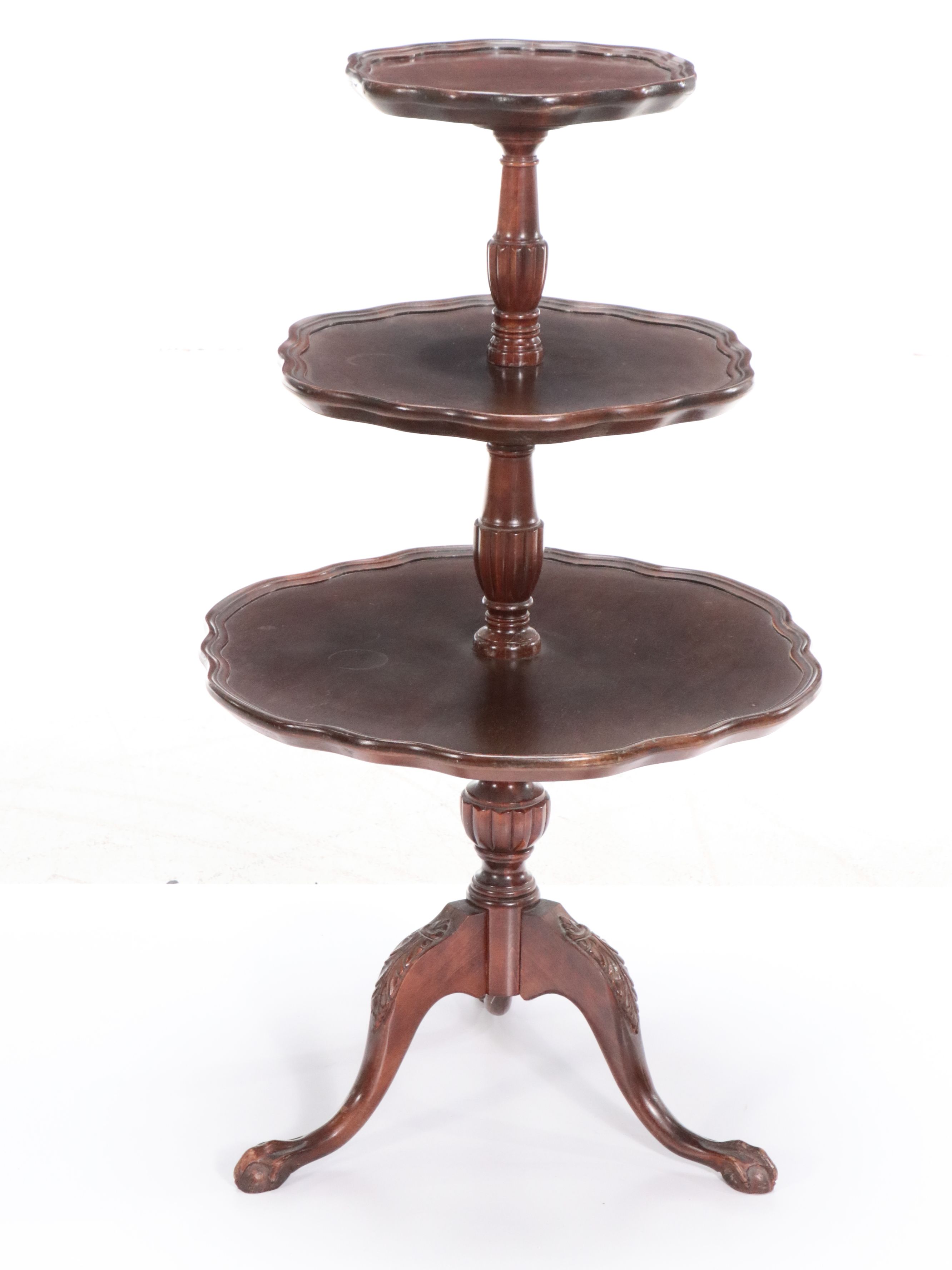 Georgian Style Mahogany Dumbwaiters with Cherry Candlestand, 1940s
