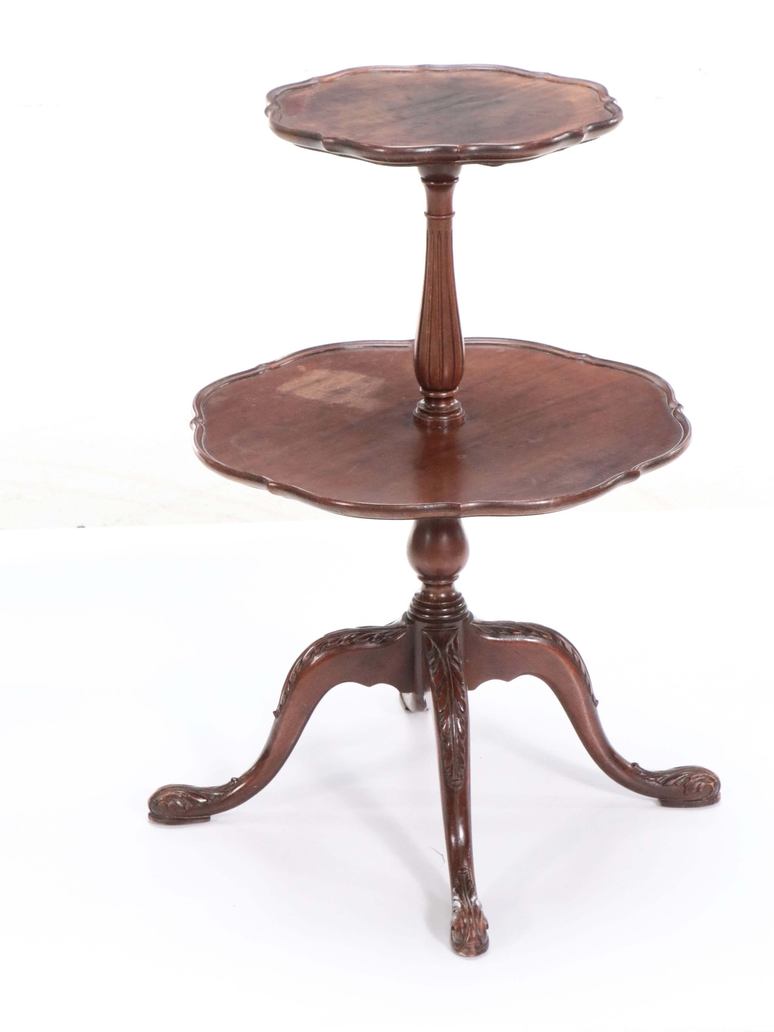 Georgian Style Mahogany Dumbwaiters with Cherry Candlestand, 1940s