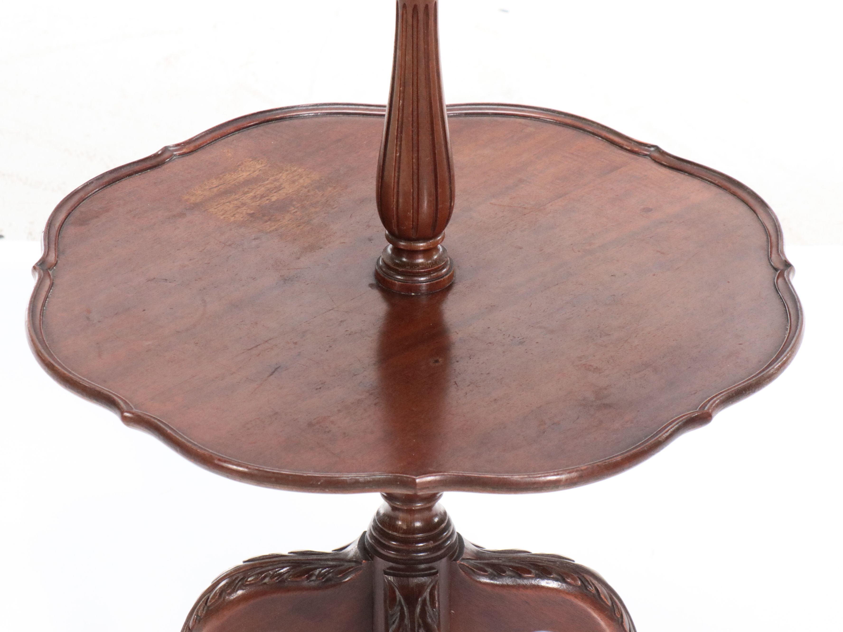 Georgian Style Mahogany Dumbwaiters with Cherry Candlestand, 1940s